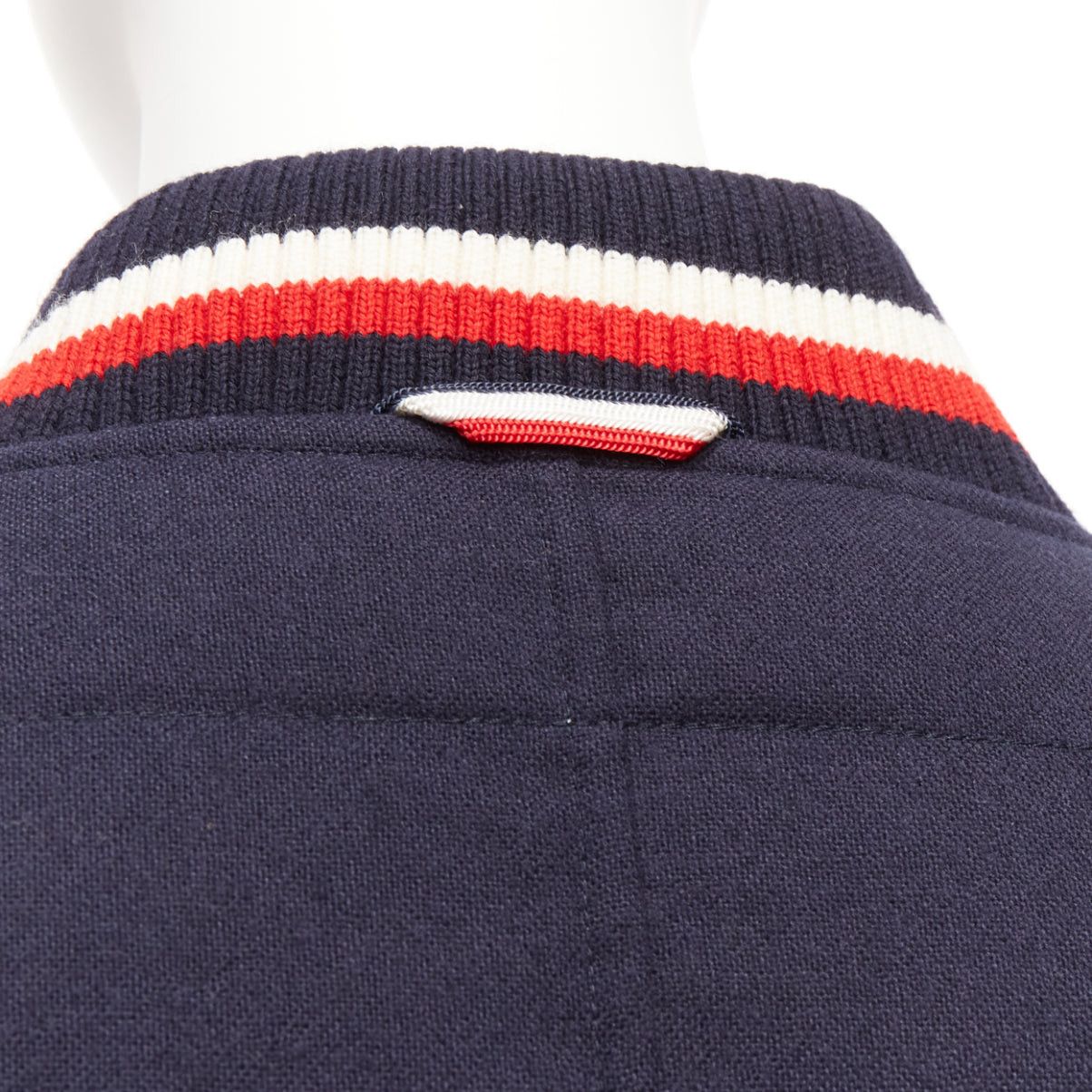 Moncler MONCLER GAMME BLEU navy wool leather sleeves goose down bomber jacket Sz2 M Size M / US 6-8 / IT 42-44 - 9 Thumbnail