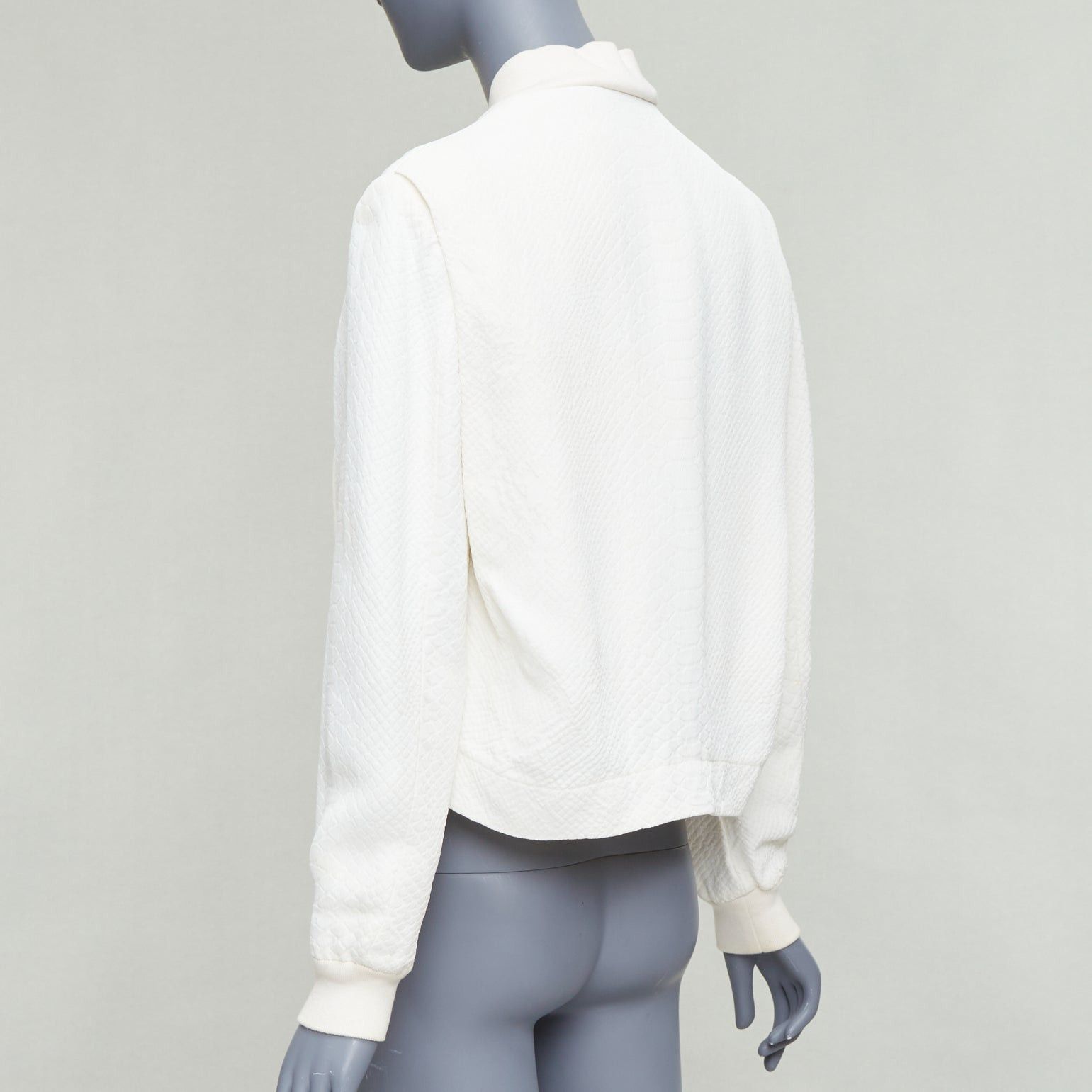 Stella McCartney STELLA MCCARTNEY 2013 white scale jacquard cropped bomber IT40 S Size S / US 4 / IT 40 - 7 Thumbnail