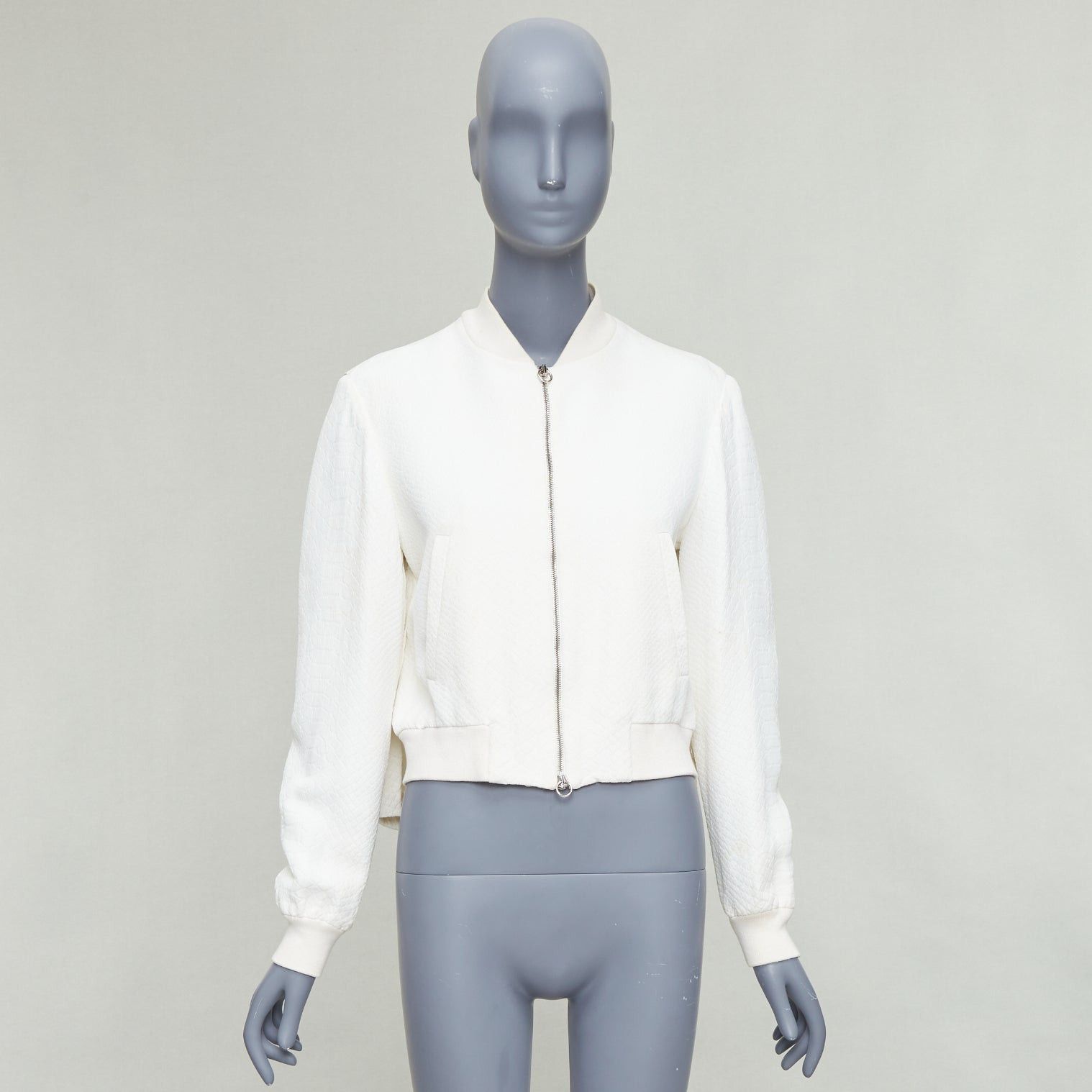 Stella McCartney STELLA MCCARTNEY 2013 white scale jacquard cropped bomber IT40 S Size S / US 4 / IT 40 - 10 Thumbnail