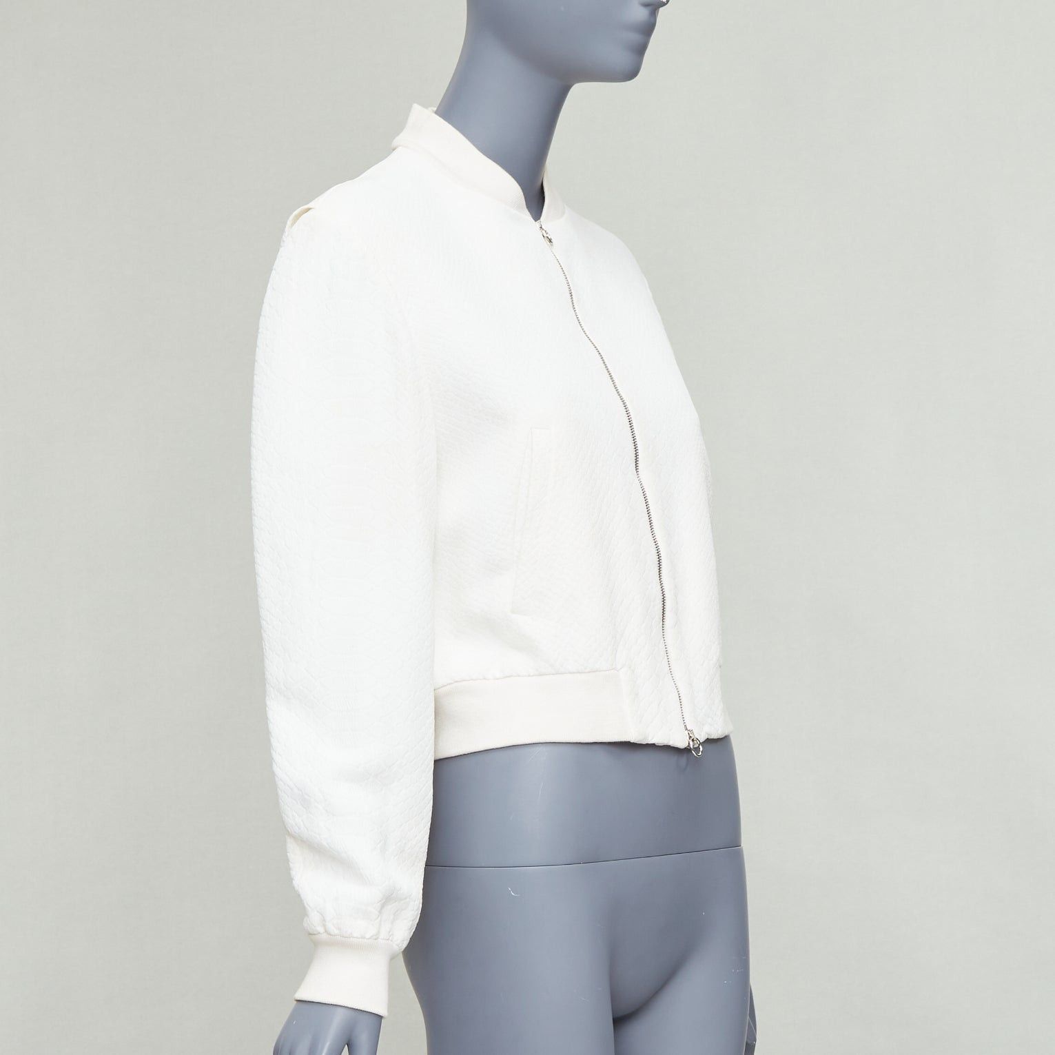 Stella McCartney STELLA MCCARTNEY 2013 white scale jacquard cropped bomber IT40 S Size S / US 4 / IT 40 - 4 Thumbnail