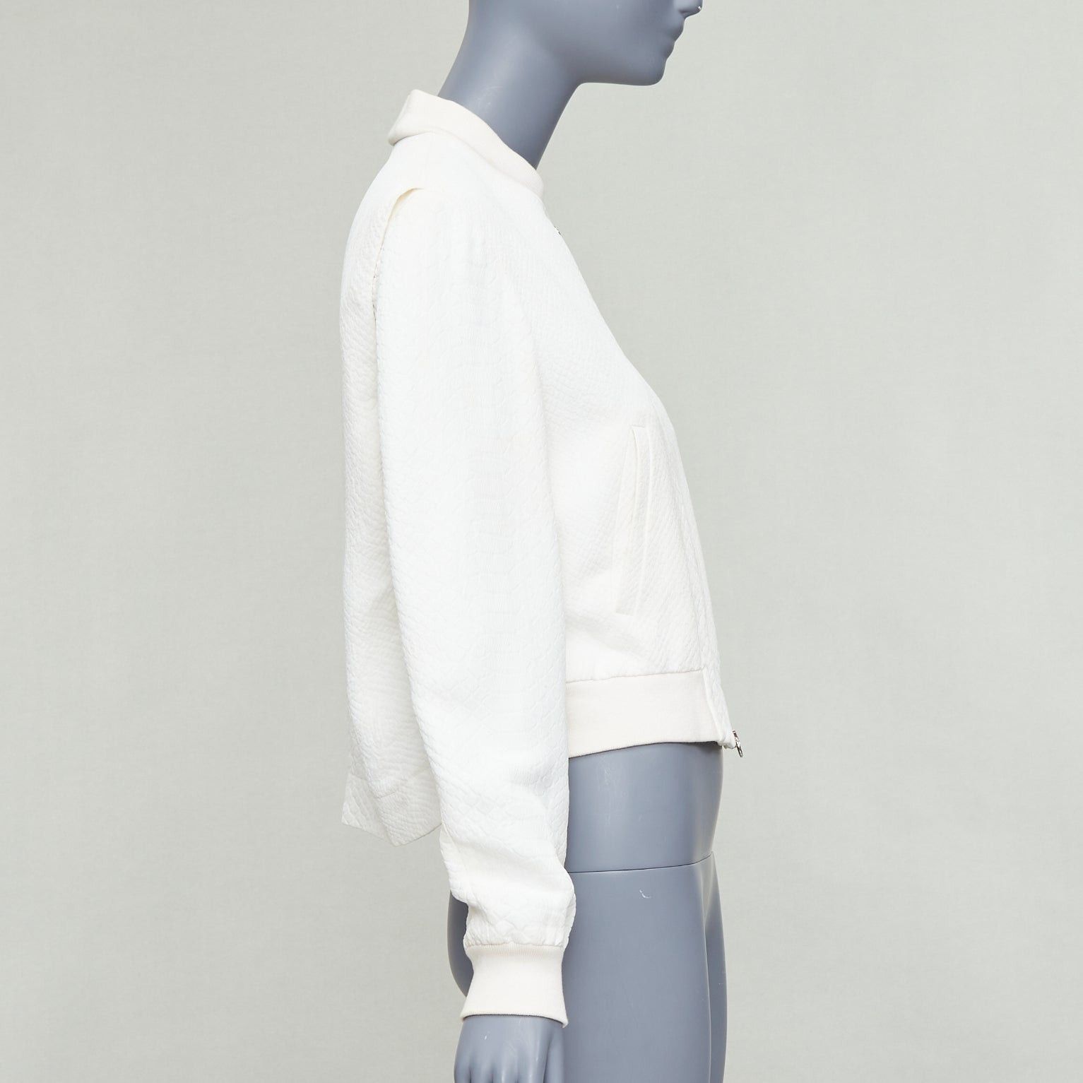 Stella McCartney STELLA MCCARTNEY 2013 white scale jacquard cropped bomber IT40 S Size S / US 4 / IT 40 - 5 Thumbnail