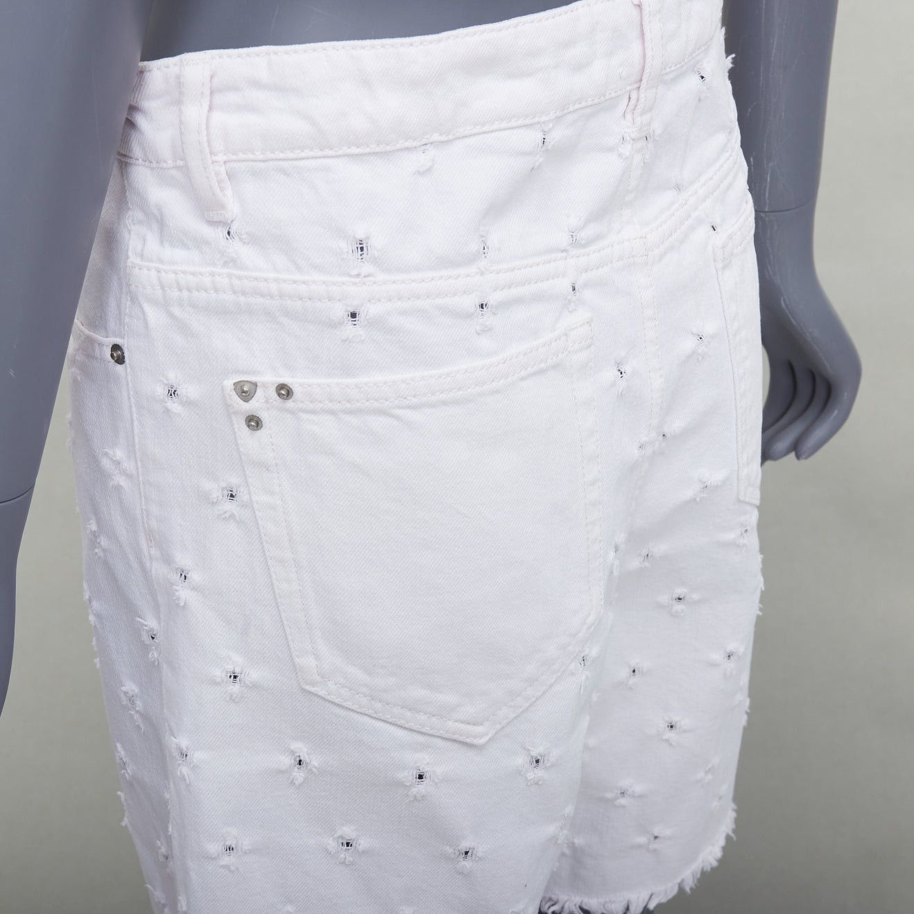 Isabel Marant ISABEL MARANT ETOILE Liny white hole punched frayed denim shorts FR38 M Size 28" / US 6 / IT 42 - 2 Thumbnail