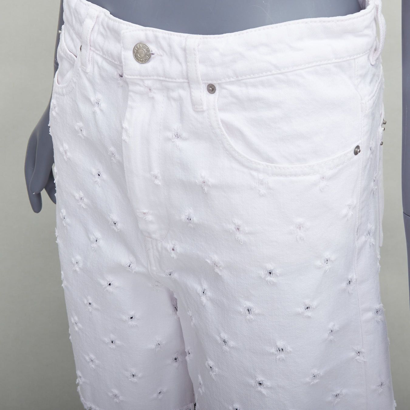 Isabel Marant ISABEL MARANT ETOILE Liny white hole punched frayed denim shorts FR38 M Size 28" / US 6 / IT 42 - 7 Thumbnail