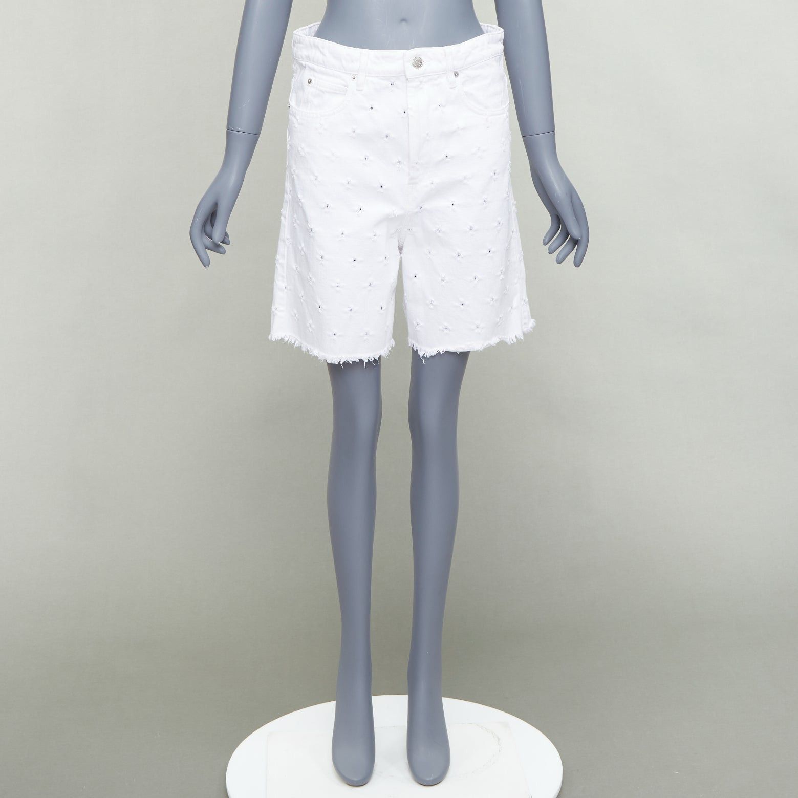 Isabel Marant ISABEL MARANT ETOILE Liny white hole punched frayed denim shorts FR38 M Size 28" / US 6 / IT 42 - 9 Thumbnail