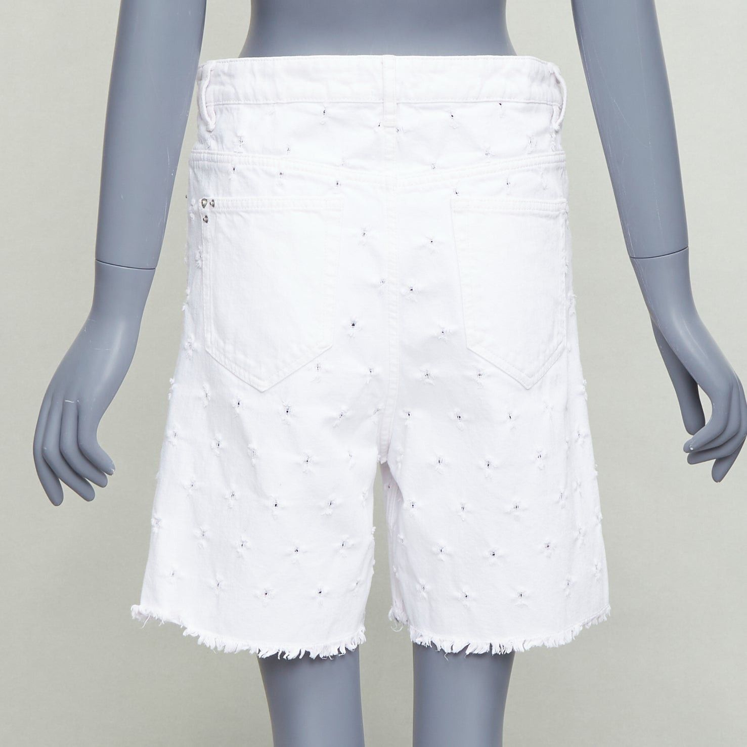 Isabel Marant ISABEL MARANT ETOILE Liny white hole punched frayed denim shorts FR38 M Size 28" / US 6 / IT 42 - 5 Thumbnail