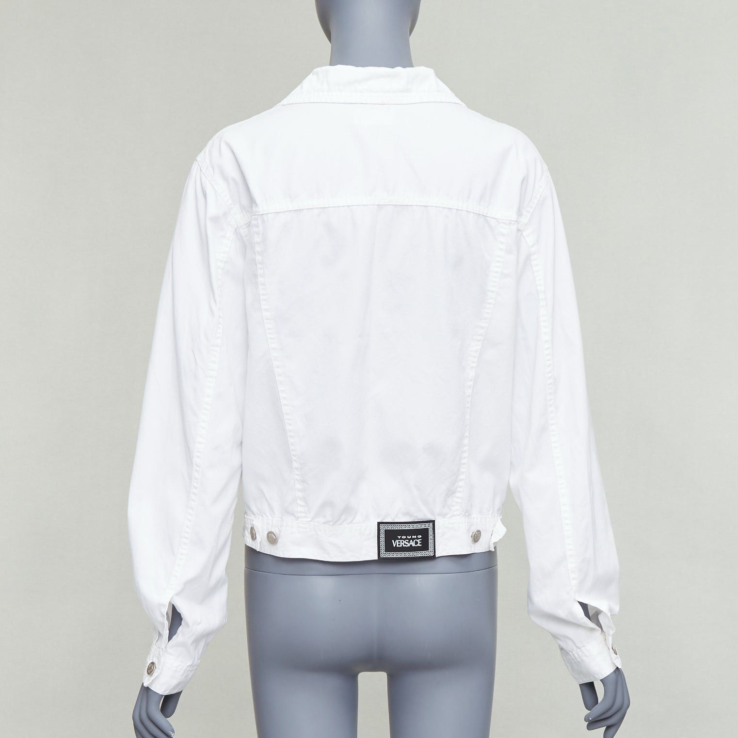 Versace VERSACE YOUNG Vintage white silver medusa logo button jacket Size XS / US 0-2 / IT 36-38 - 6 Thumbnail