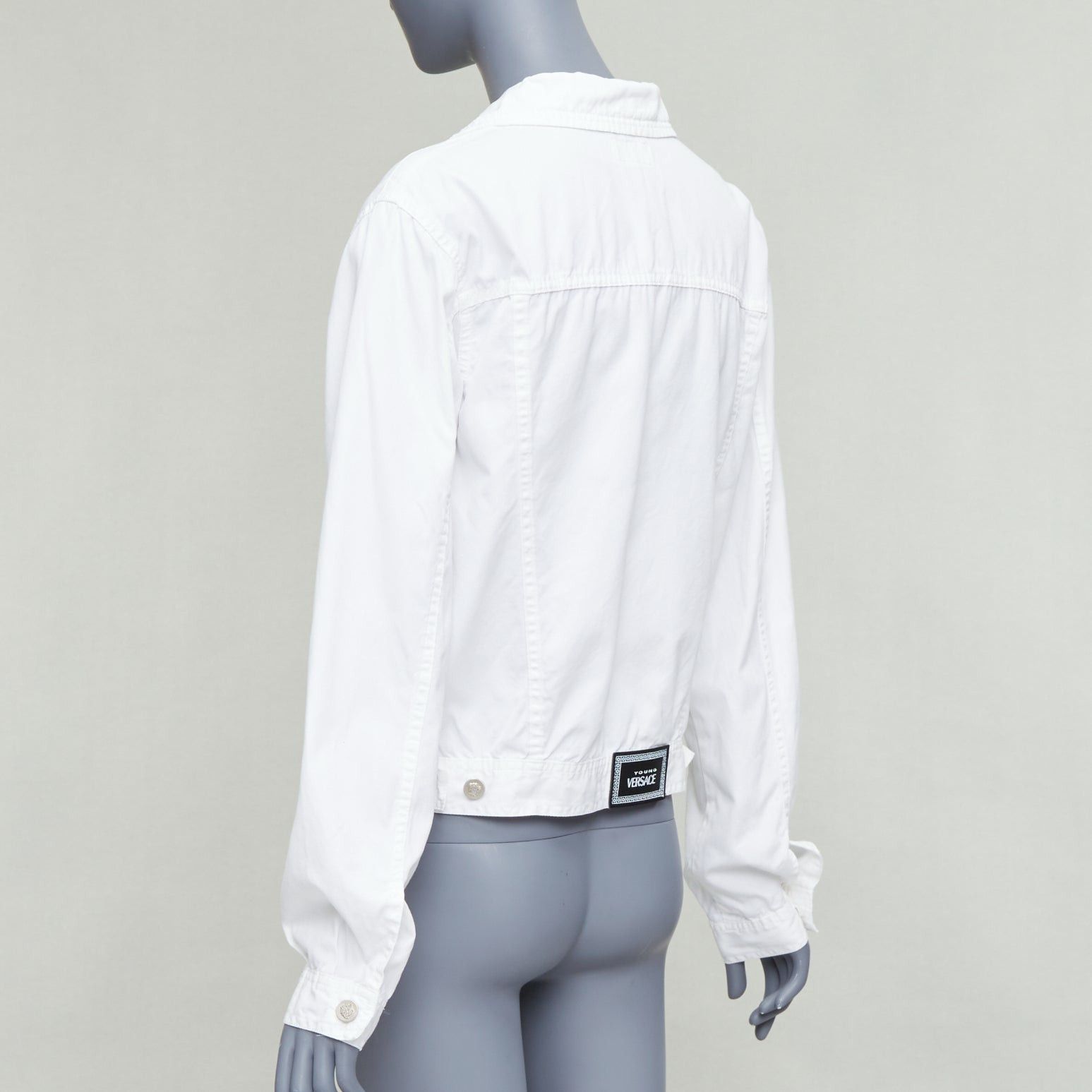 Versace VERSACE YOUNG Vintage white silver medusa logo button jacket Size XS / US 0-2 / IT 36-38 - 7 Thumbnail