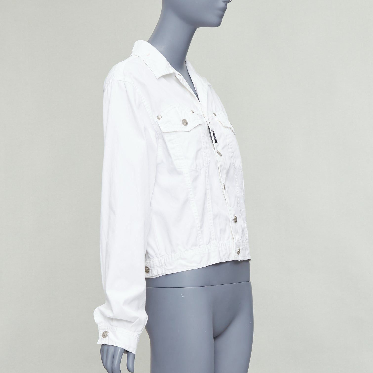 Versace VERSACE YOUNG Vintage white silver medusa logo button jacket Size XS / US 0-2 / IT 36-38 - 4 Thumbnail