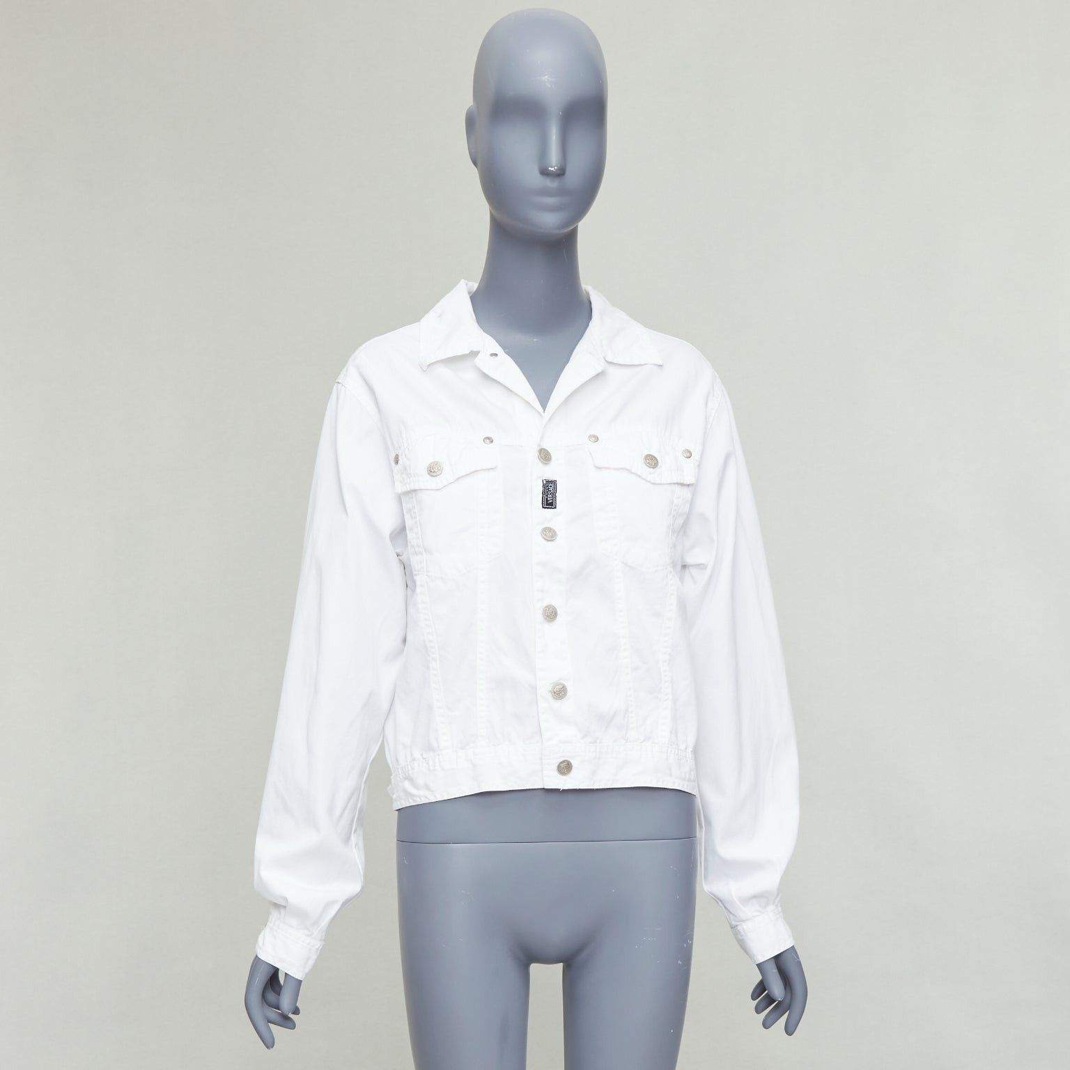 Versace VERSACE YOUNG Vintage white silver medusa logo button jacket Size XS / US 0-2 / IT 36-38 - 10 Thumbnail