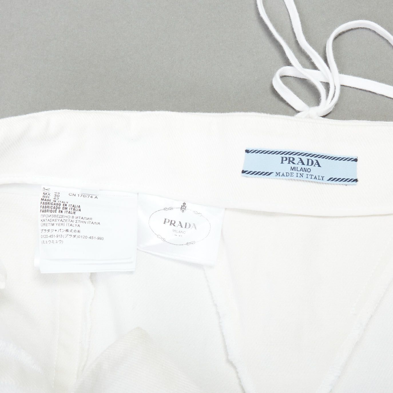 Prada PRADA 2021 white cotton denim tapered dart lace up back skirt IT44 L Size 27" / US 4 / IT 40 - 8 Thumbnail