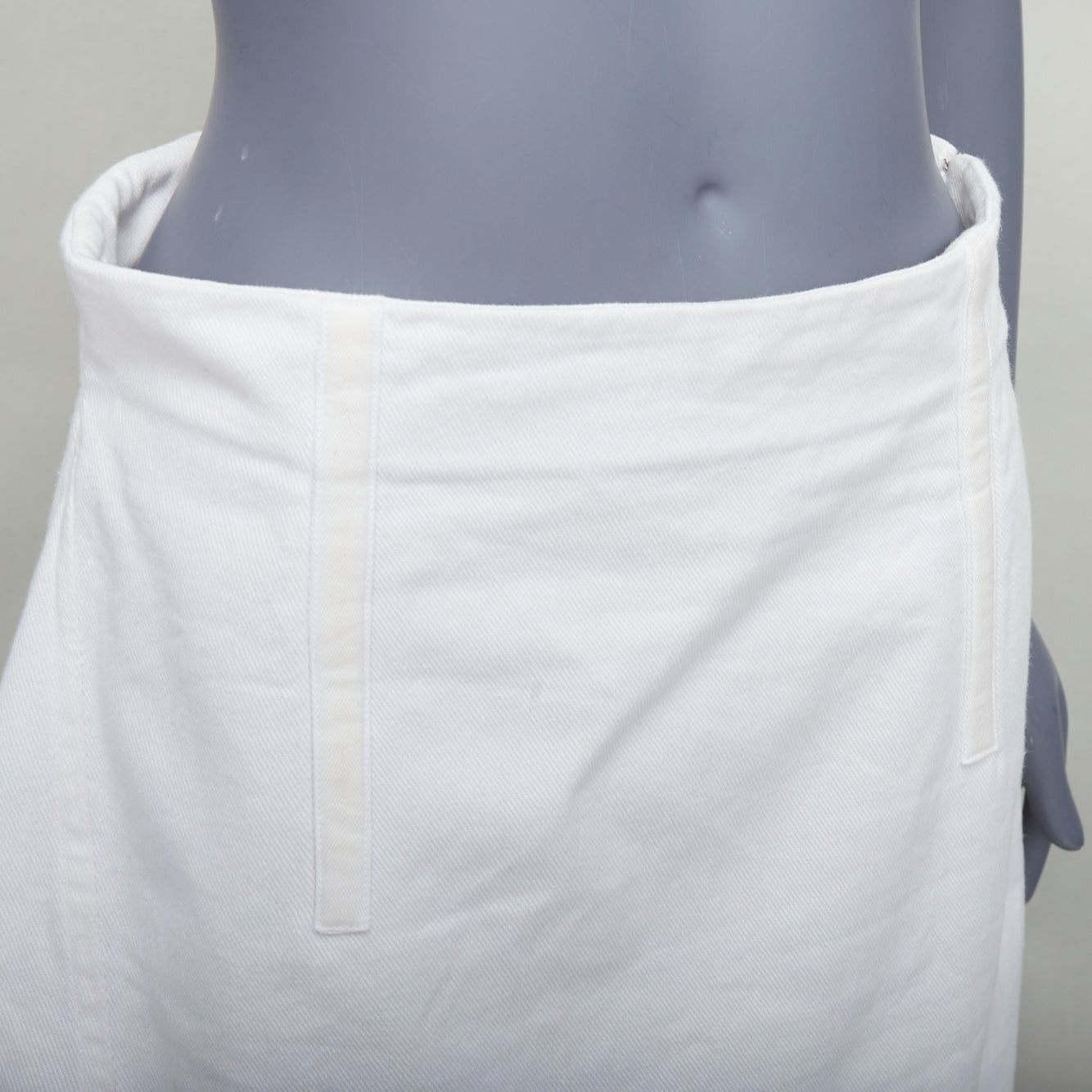 Prada PRADA 2021 white cotton denim tapered dart lace up back skirt IT44 L Size 27" / US 4 / IT 40 - 7 Thumbnail