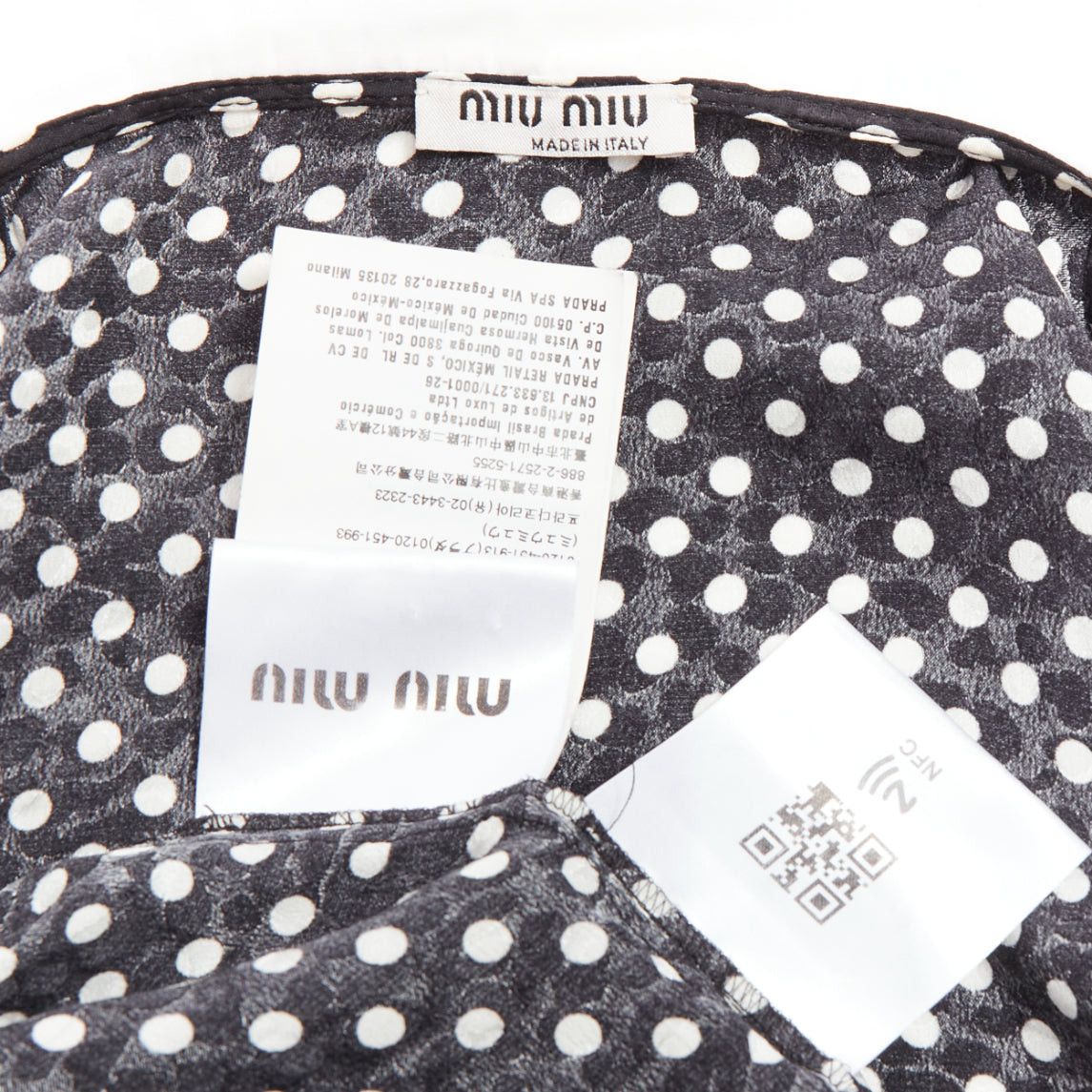 MIU MIU 2021 black white silk cotton trim polka dot vintage blouse IT42 M