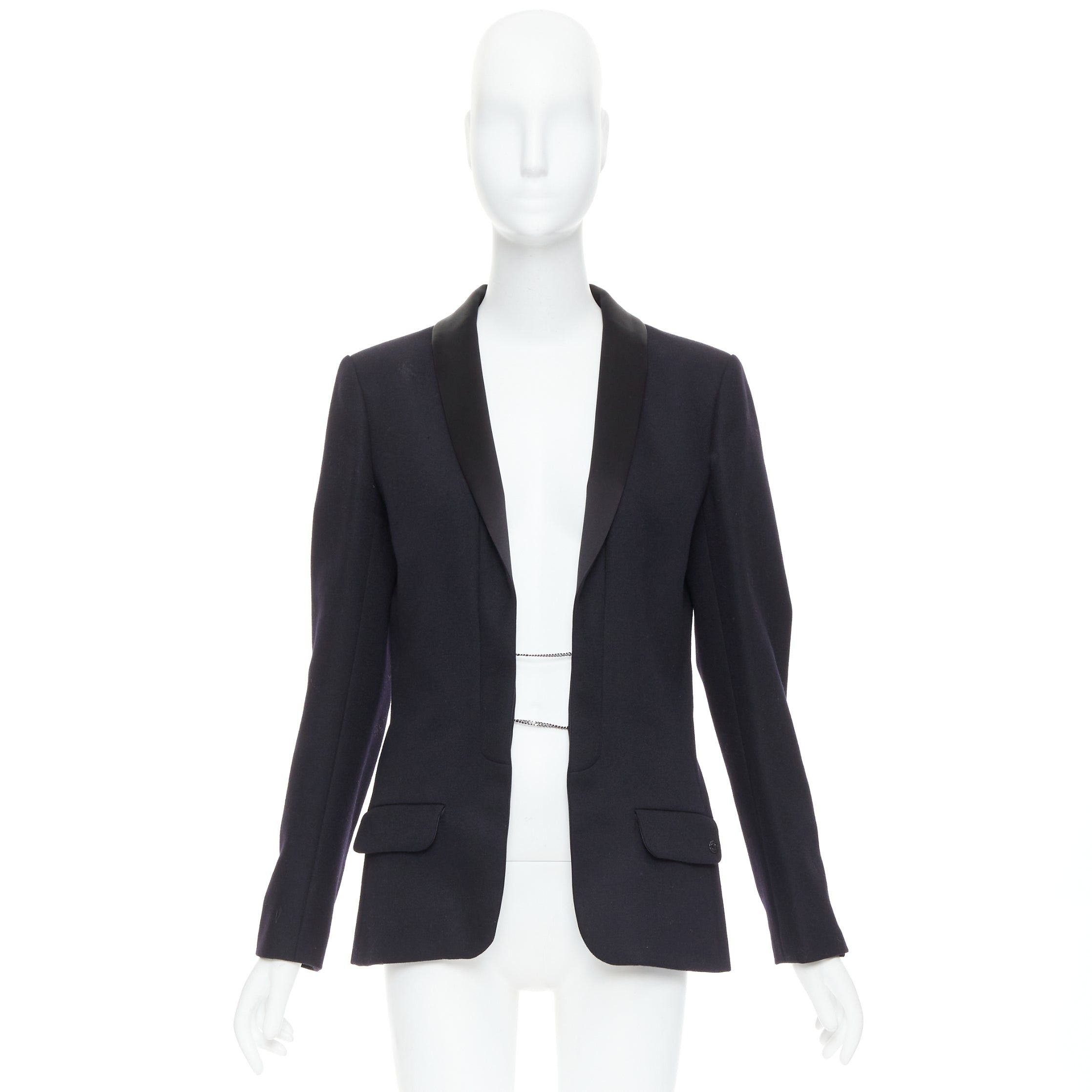 Chanel CHANEL 18A black Paris Hamburg Metier D'art wool tuxedo blazer FR40 L Size M / US 6-8 / IT 42-44 - 9 Thumbnail