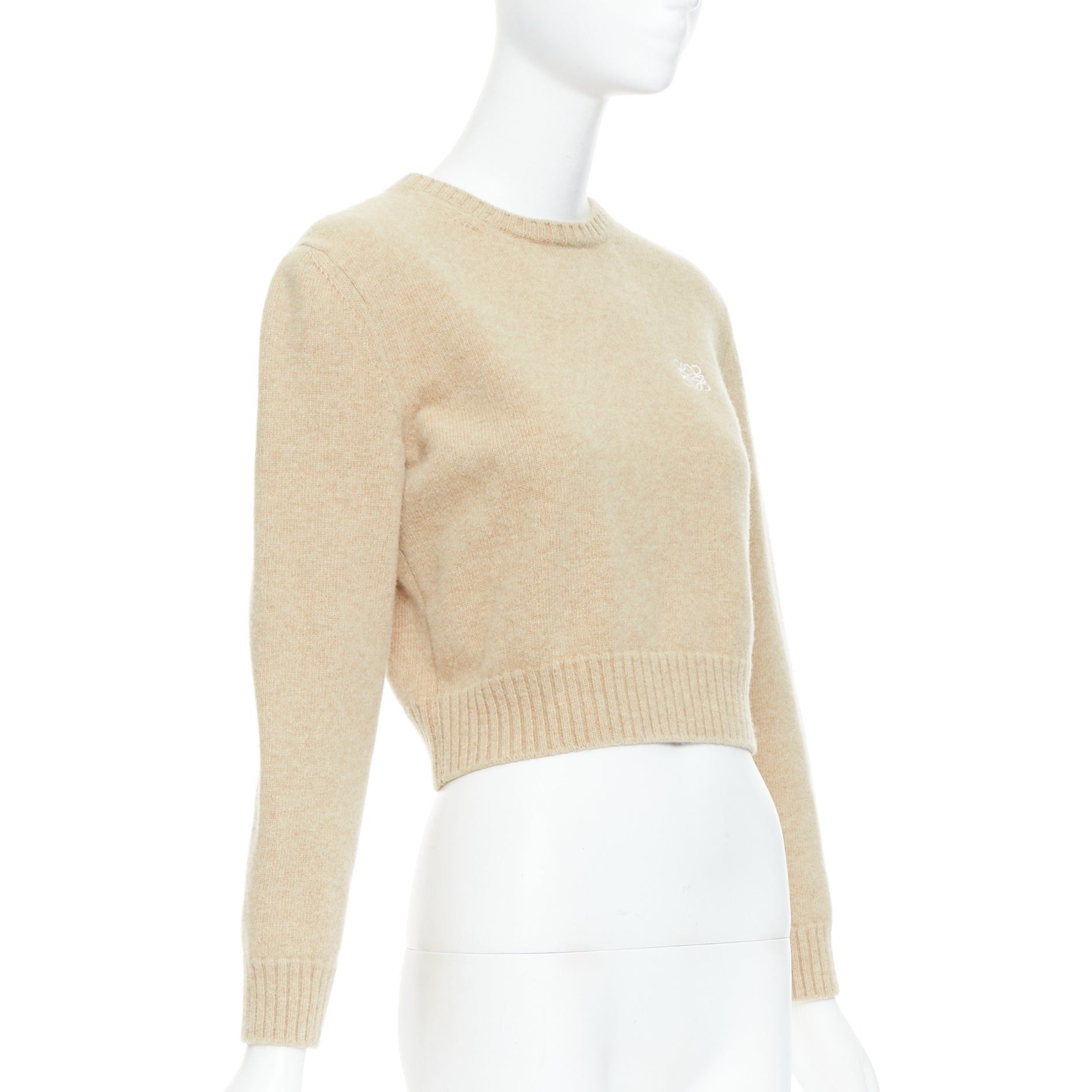 Loewe LOEWE camel anagram wool blend crew cropped sweater L Size M / US 6-8 / IT 42-44 - 3 Thumbnail