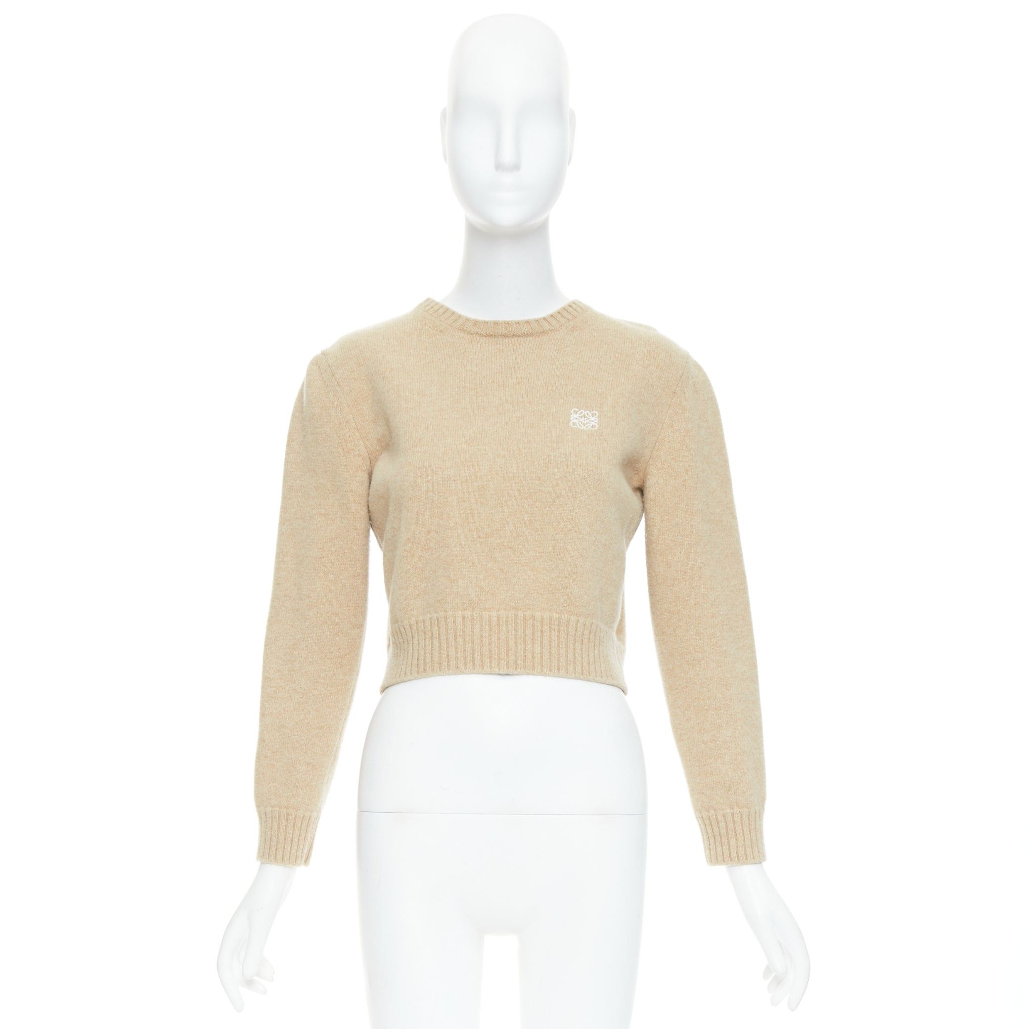 Loewe LOEWE camel anagram wool blend crew cropped sweater L Size M / US 6-8 / IT 42-44 - 9 Thumbnail