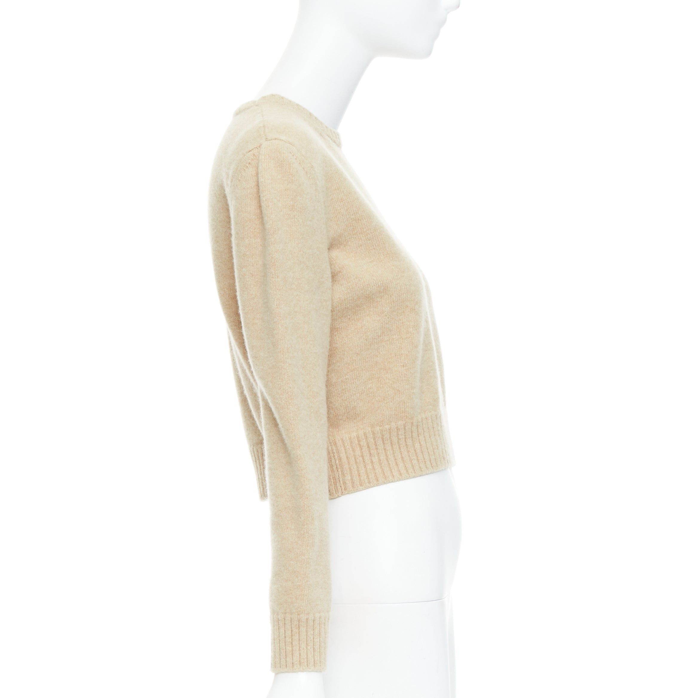 Loewe LOEWE camel anagram wool blend crew cropped sweater L Size M / US 6-8 / IT 42-44 - 4 Thumbnail