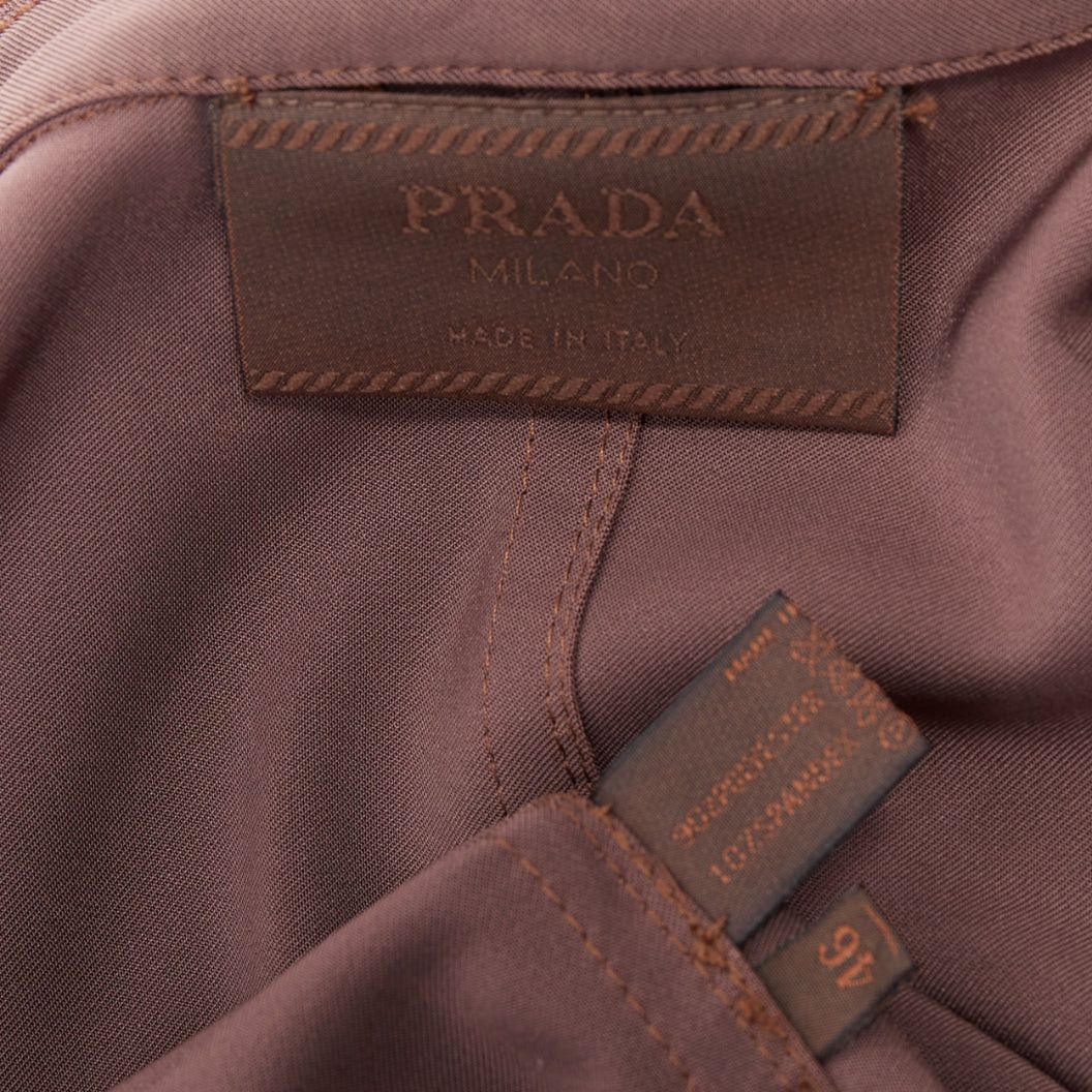 Prada PRADA Vintage brown low sheen twill patch pocket notch lapel jacket IT46 XL Size L / US 10 / IT 46 - 9 Thumbnail