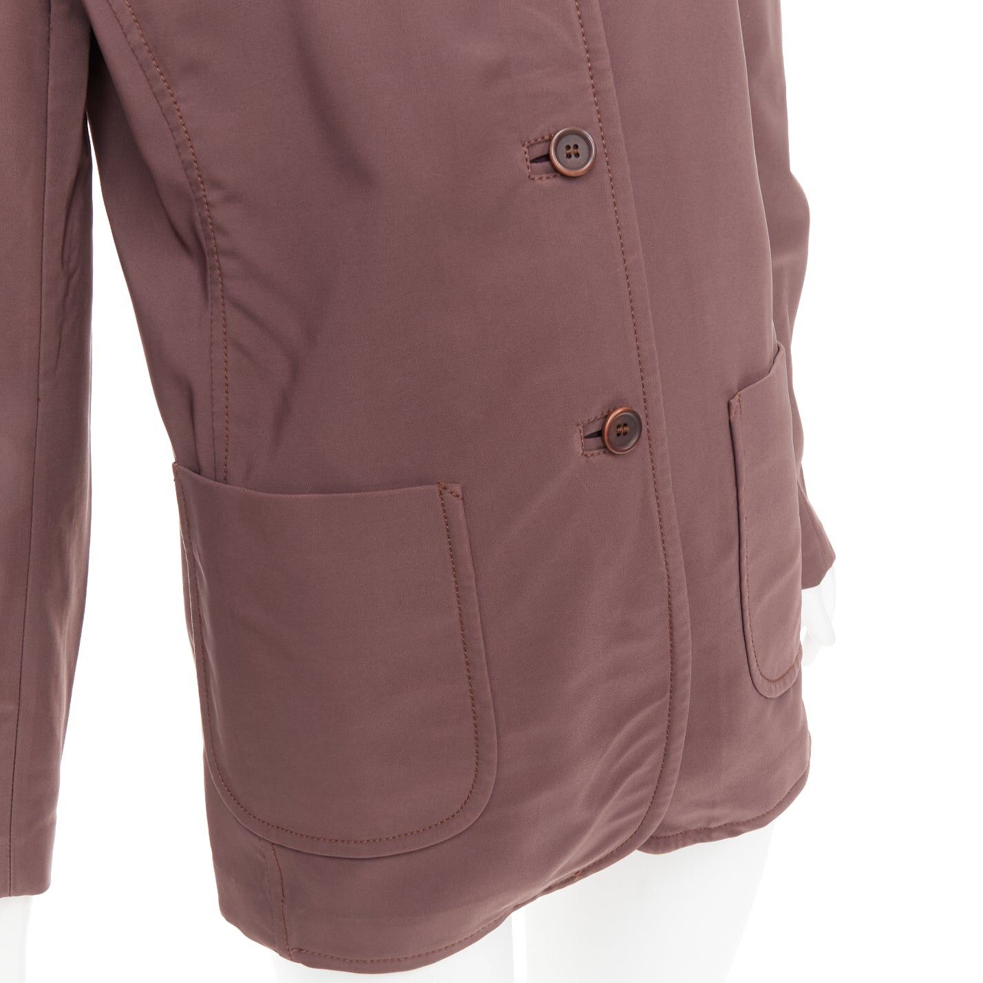 Prada PRADA Vintage brown low sheen twill patch pocket notch lapel jacket IT46 XL Size L / US 10 / IT 46 - 8 Thumbnail