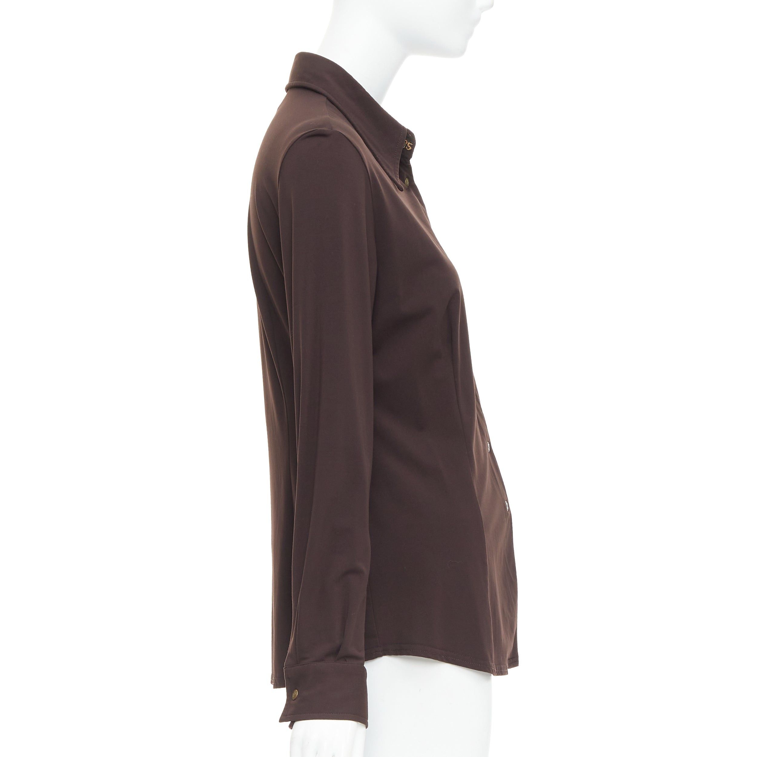 Fendi FENDI Jeans Vintage brown FF logo buttons fitted long sleeves shirt Size S / US 4 / IT 40 - 4 Thumbnail