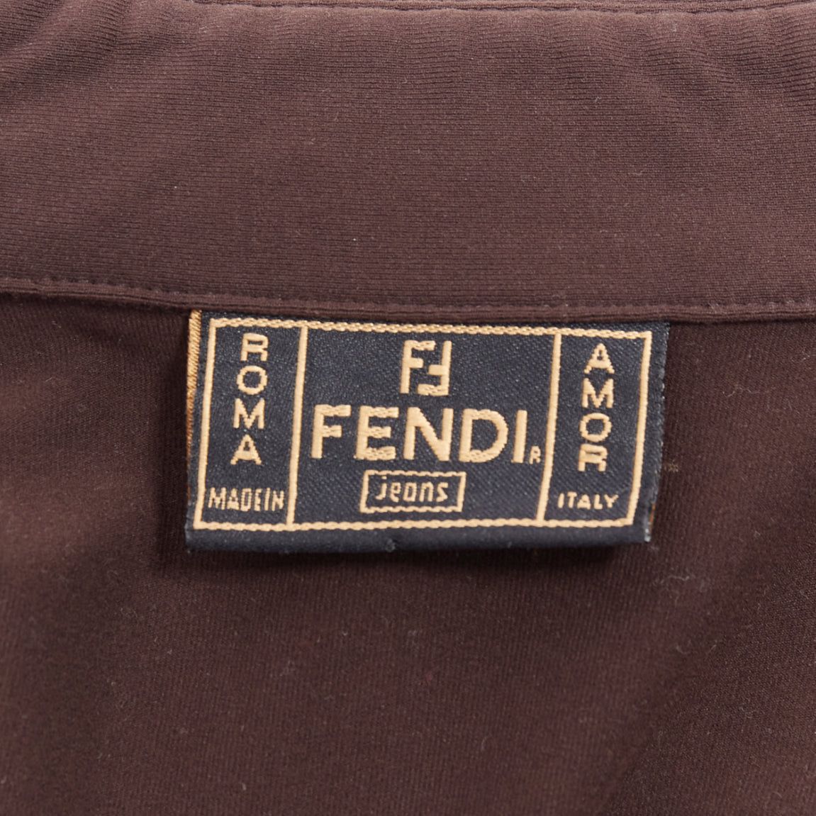 Fendi FENDI Jeans Vintage brown FF logo buttons fitted long sleeves shirt Size S / US 4 / IT 40 - 8 Thumbnail
