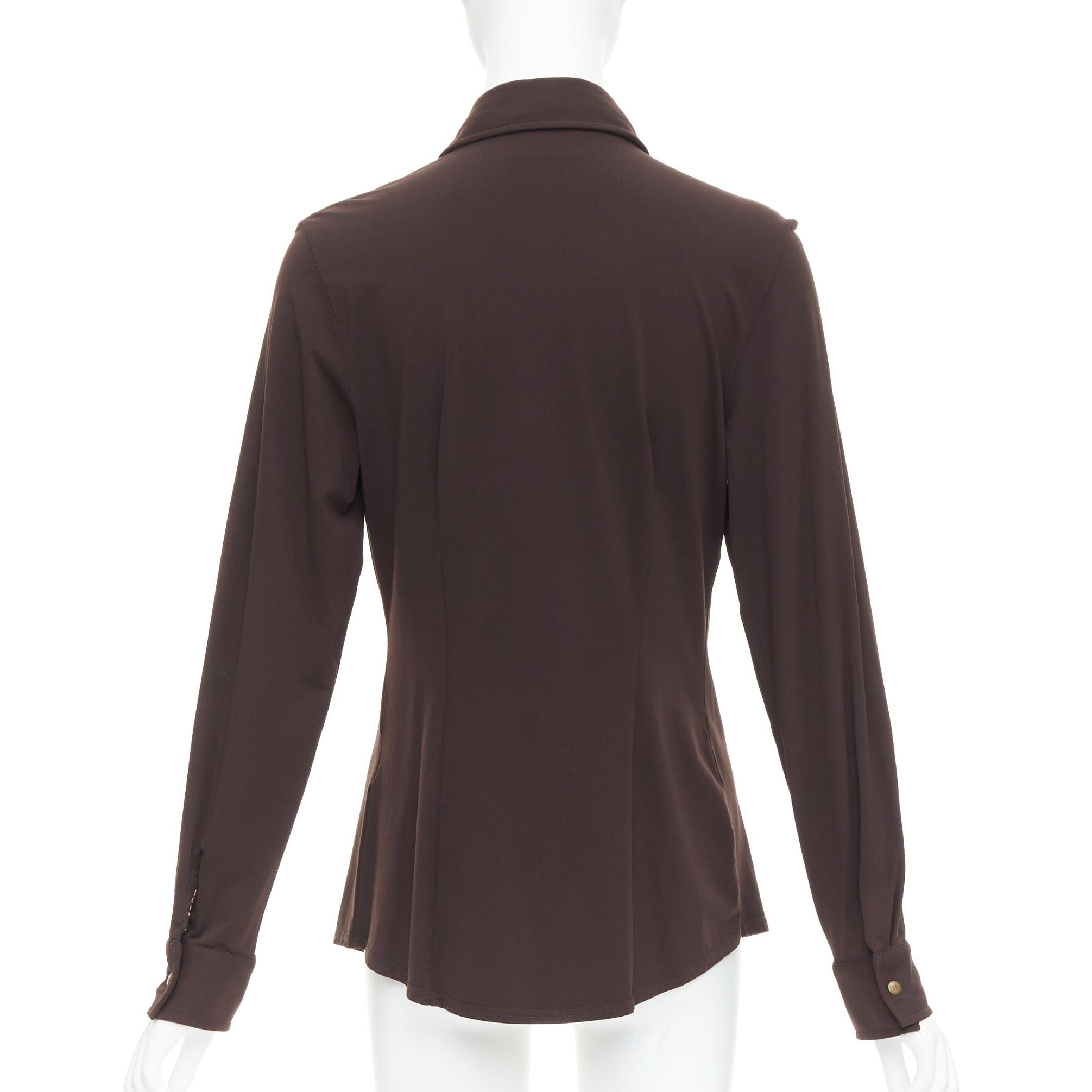 Fendi FENDI Jeans Vintage brown FF logo buttons fitted long sleeves shirt Size S / US 4 / IT 40 - 5 Thumbnail