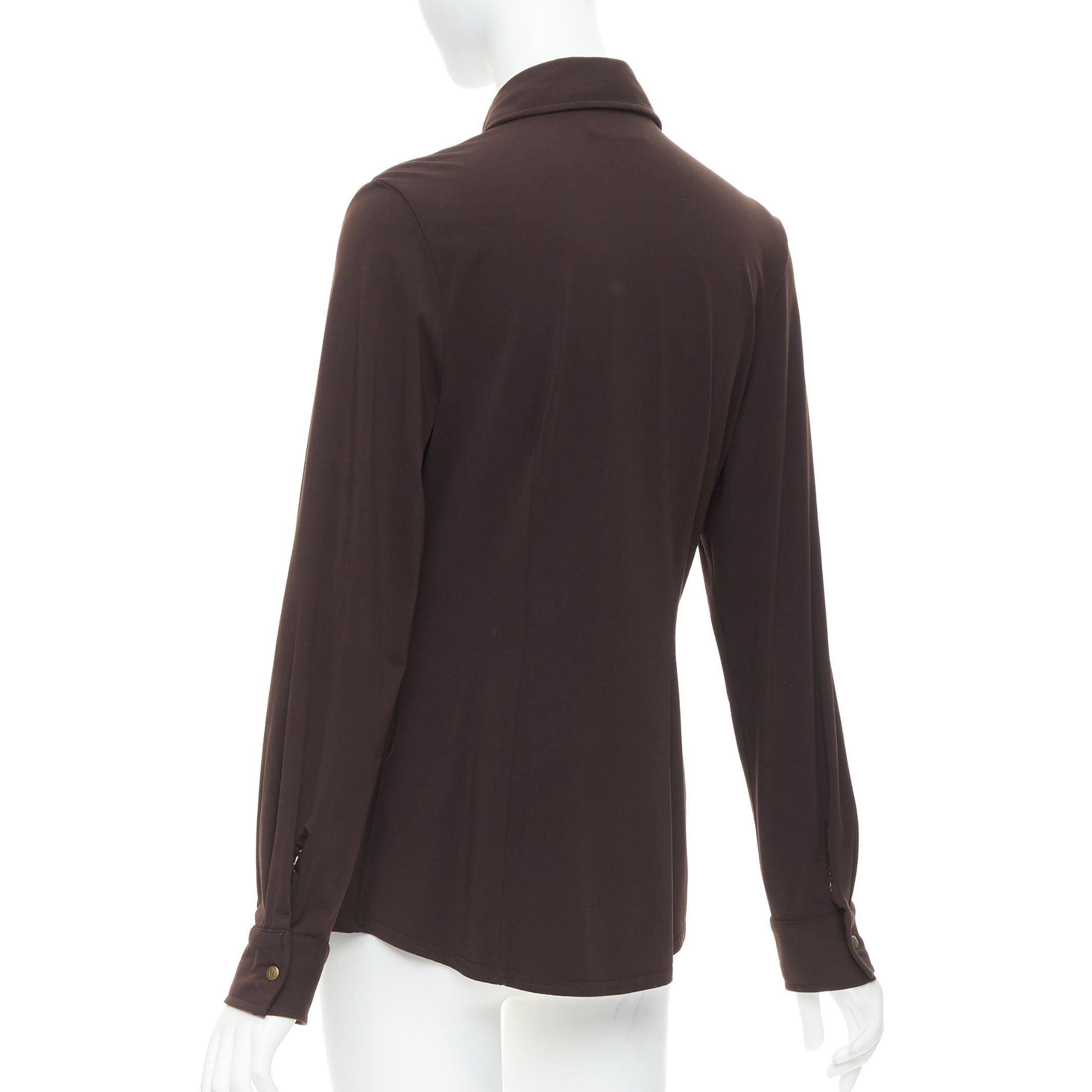 Fendi FENDI Jeans Vintage brown FF logo buttons fitted long sleeves shirt Size S / US 4 / IT 40 - 6 Thumbnail