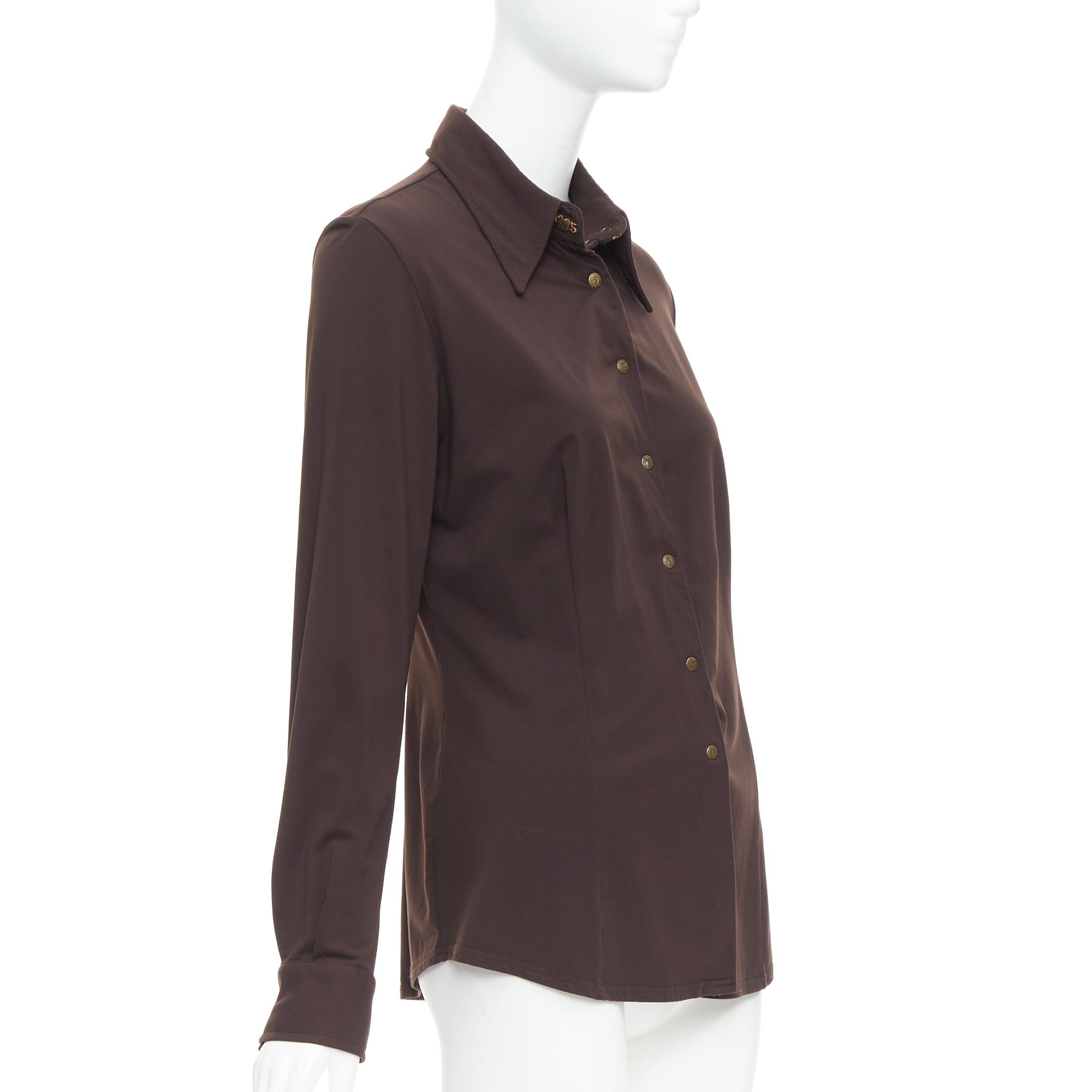 Fendi FENDI Jeans Vintage brown FF logo buttons fitted long sleeves shirt Size S / US 4 / IT 40 - 3 Thumbnail