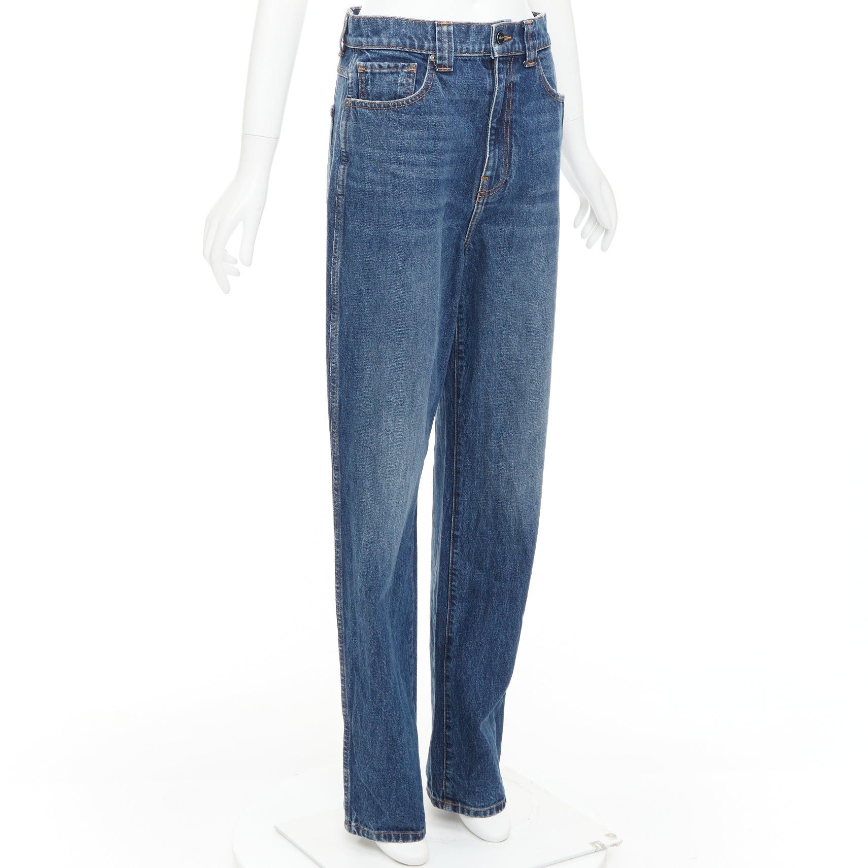 KHAITE KHAITE Albi dark blue washed high waist tapered relaxed jeans 30" Size 30" / US 8 / IT 44 - 3 Thumbnail