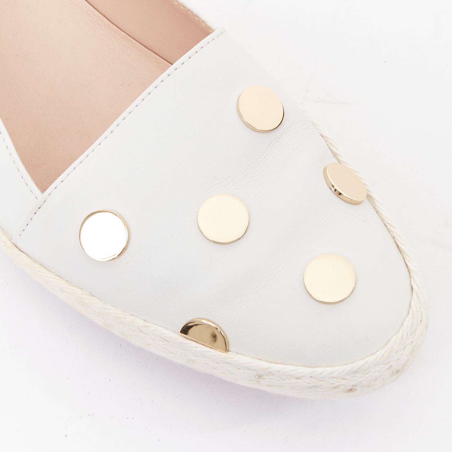 Tod's TOD'S white gold mirror polka dot leather espadrille loafers EU36 Size US 6 / IT 36 - 7 Thumbnail