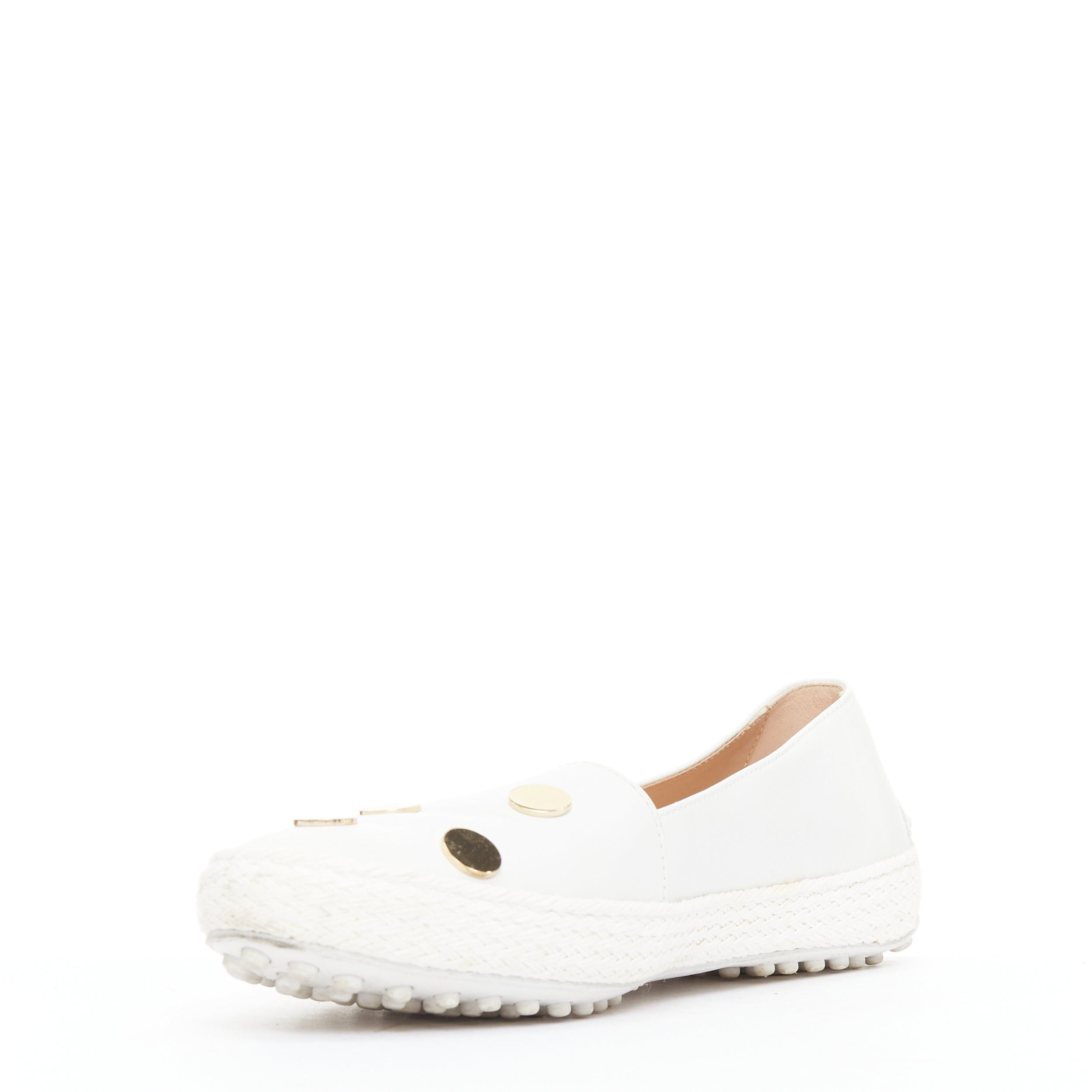 Tod's TOD'S white gold mirror polka dot leather espadrille loafers EU36 Size US 6 / IT 36 - 4 Thumbnail