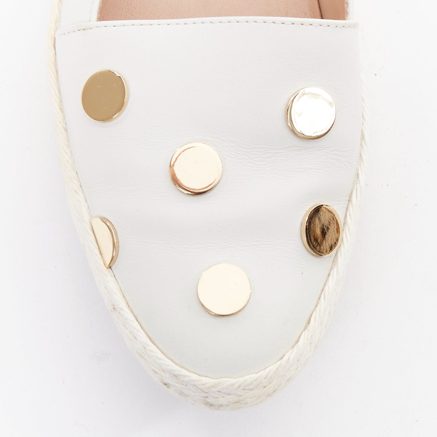 Tod's TOD'S white gold mirror polka dot leather espadrille loafers EU36 Size US 6 / IT 36 - 6 Thumbnail