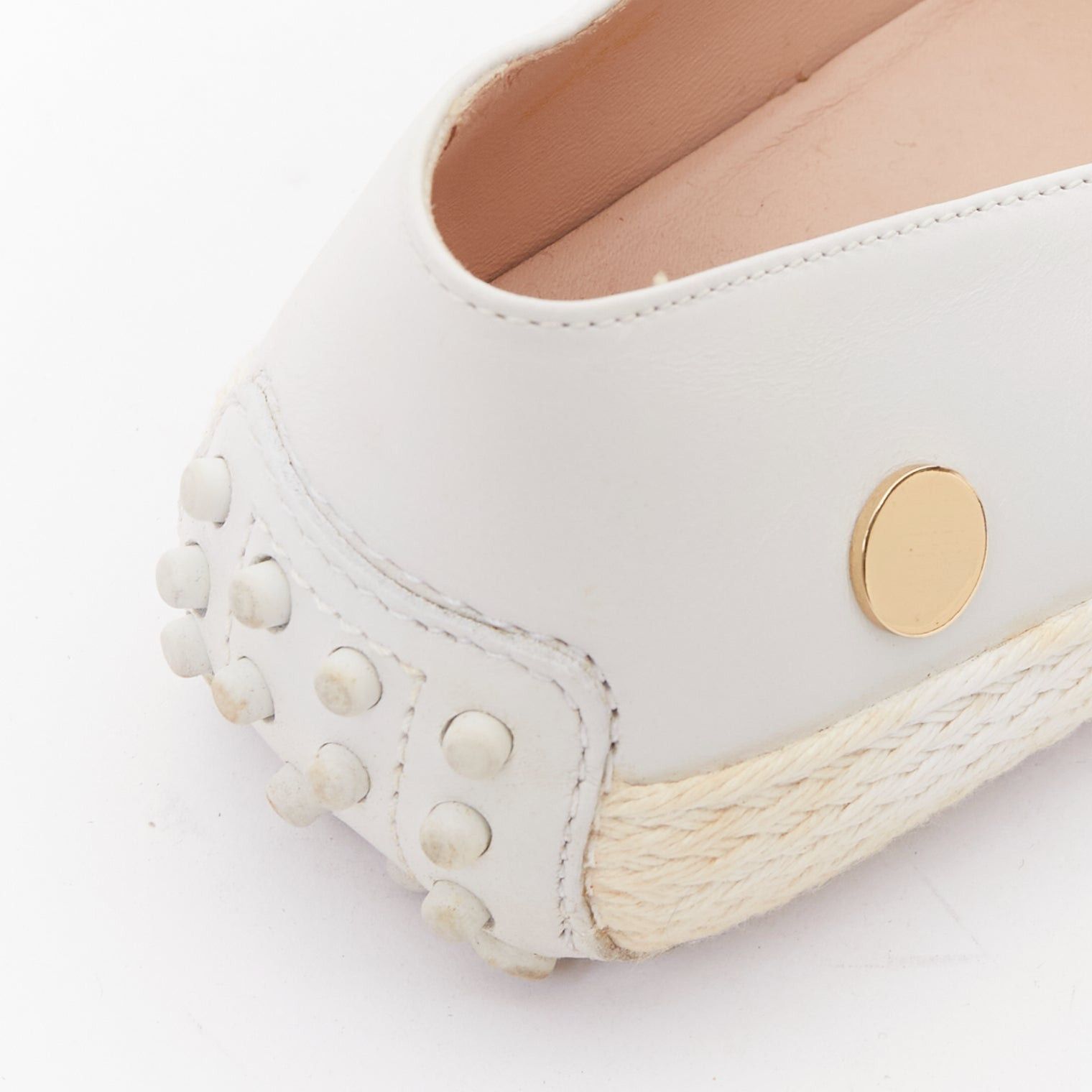 Tod's TOD'S white gold mirror polka dot leather espadrille loafers EU36 Size US 6 / IT 36 - 8 Thumbnail