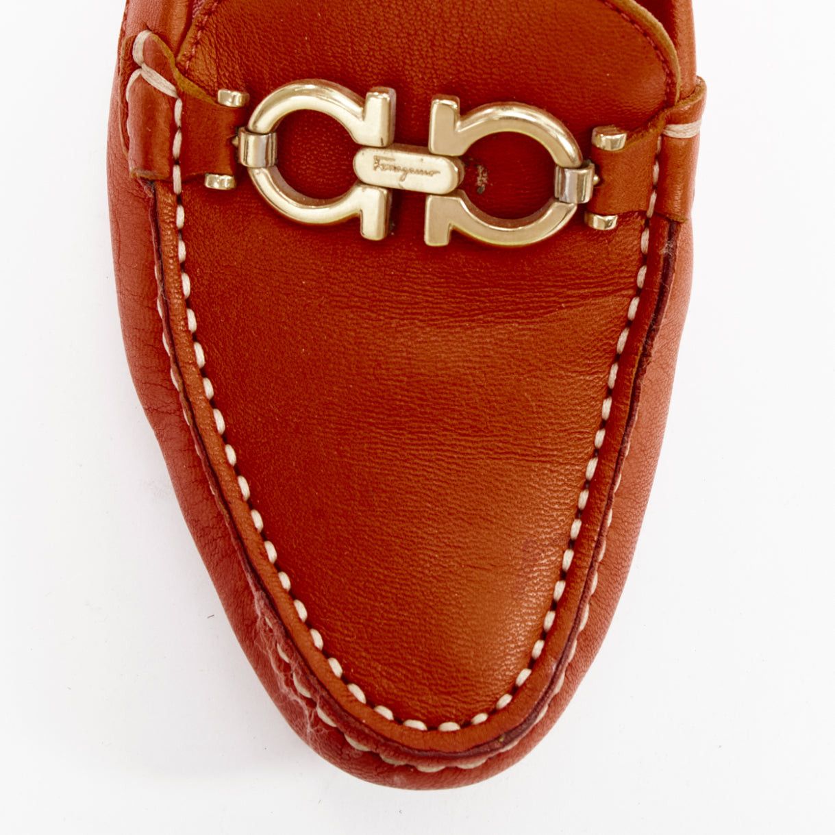 Salvatore Ferragamo SALVATORE FERRAGAMO burnt orange leather gold logo buckle loafers 6.5 Size US 6.5 / IT 36.5 - 6 Thumbnail