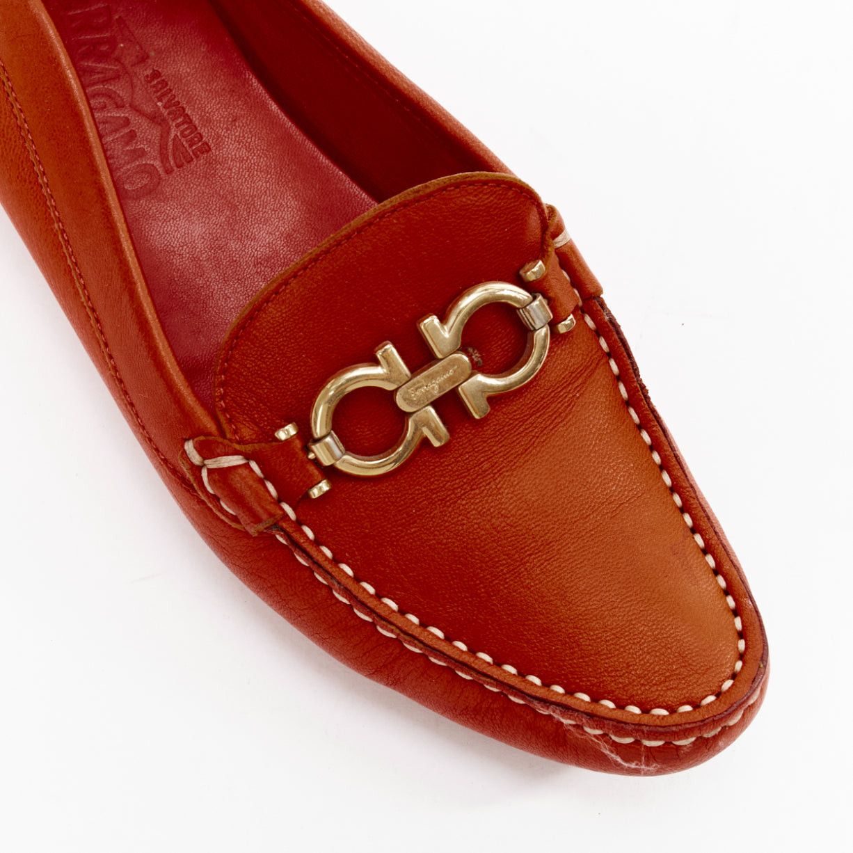 Salvatore Ferragamo SALVATORE FERRAGAMO burnt orange leather gold logo buckle loafers 6.5 Size US 6.5 / IT 36.5 - 7 Thumbnail