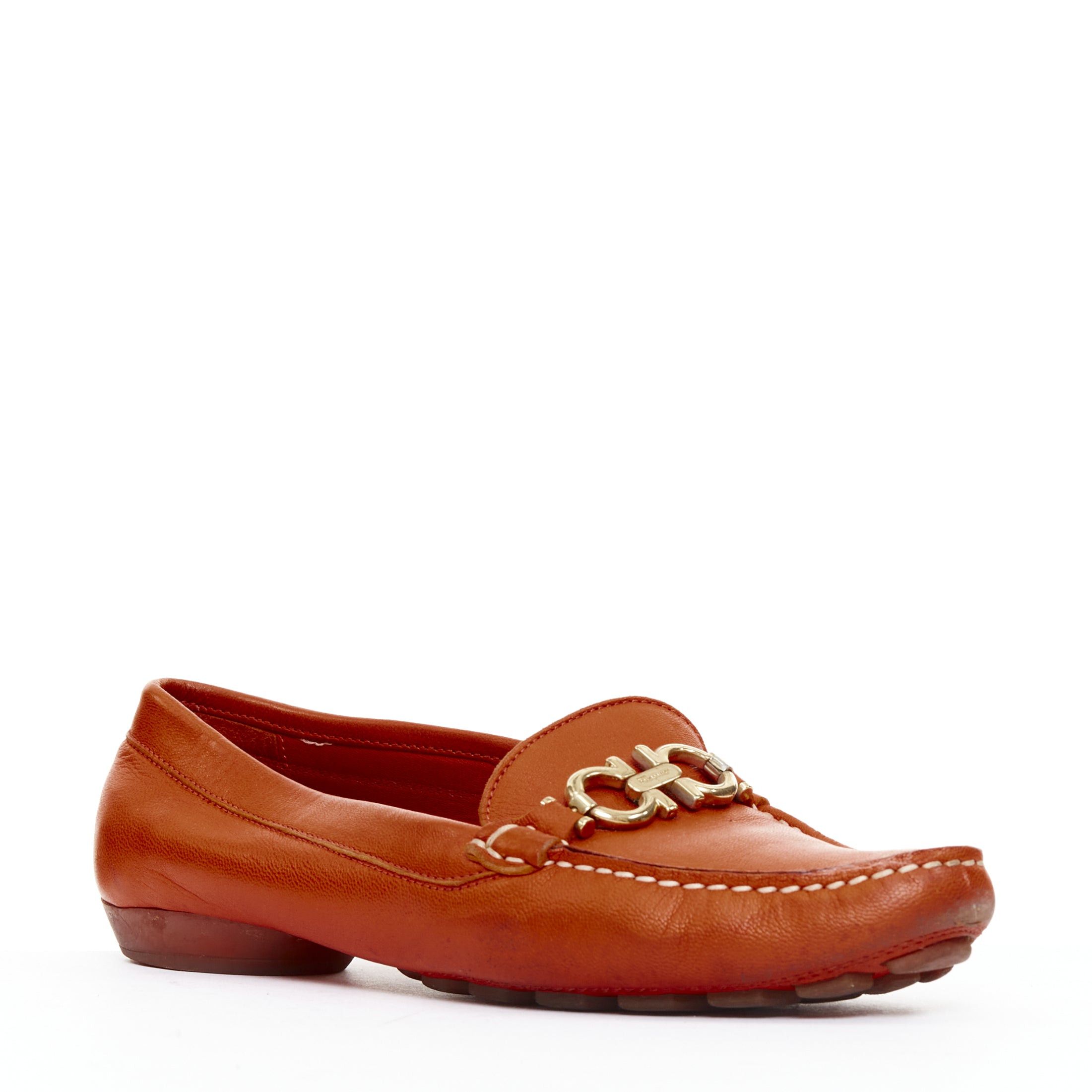Salvatore Ferragamo SALVATORE FERRAGAMO burnt orange leather gold logo buckle loafers 6.5 Size US 6.5 / IT 36.5 - 2 Thumbnail