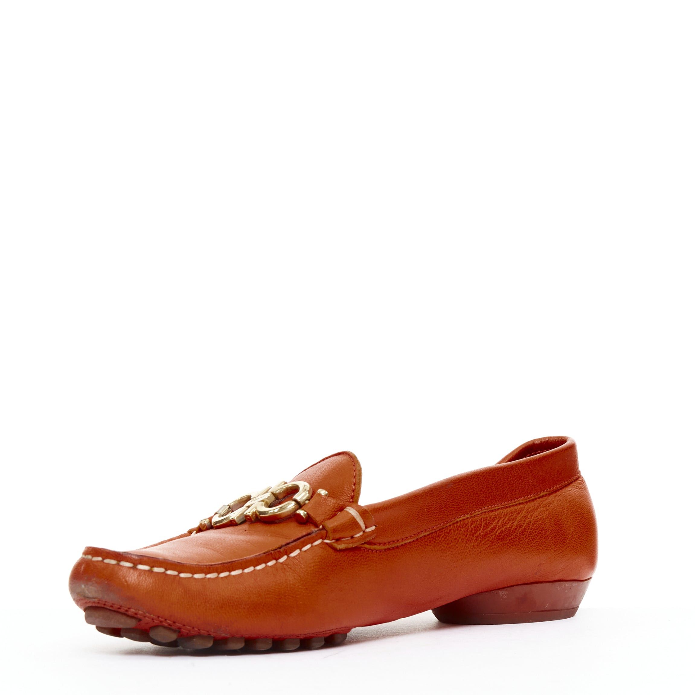 Salvatore Ferragamo SALVATORE FERRAGAMO burnt orange leather gold logo buckle loafers 6.5 Size US 6.5 / IT 36.5 - 4 Thumbnail