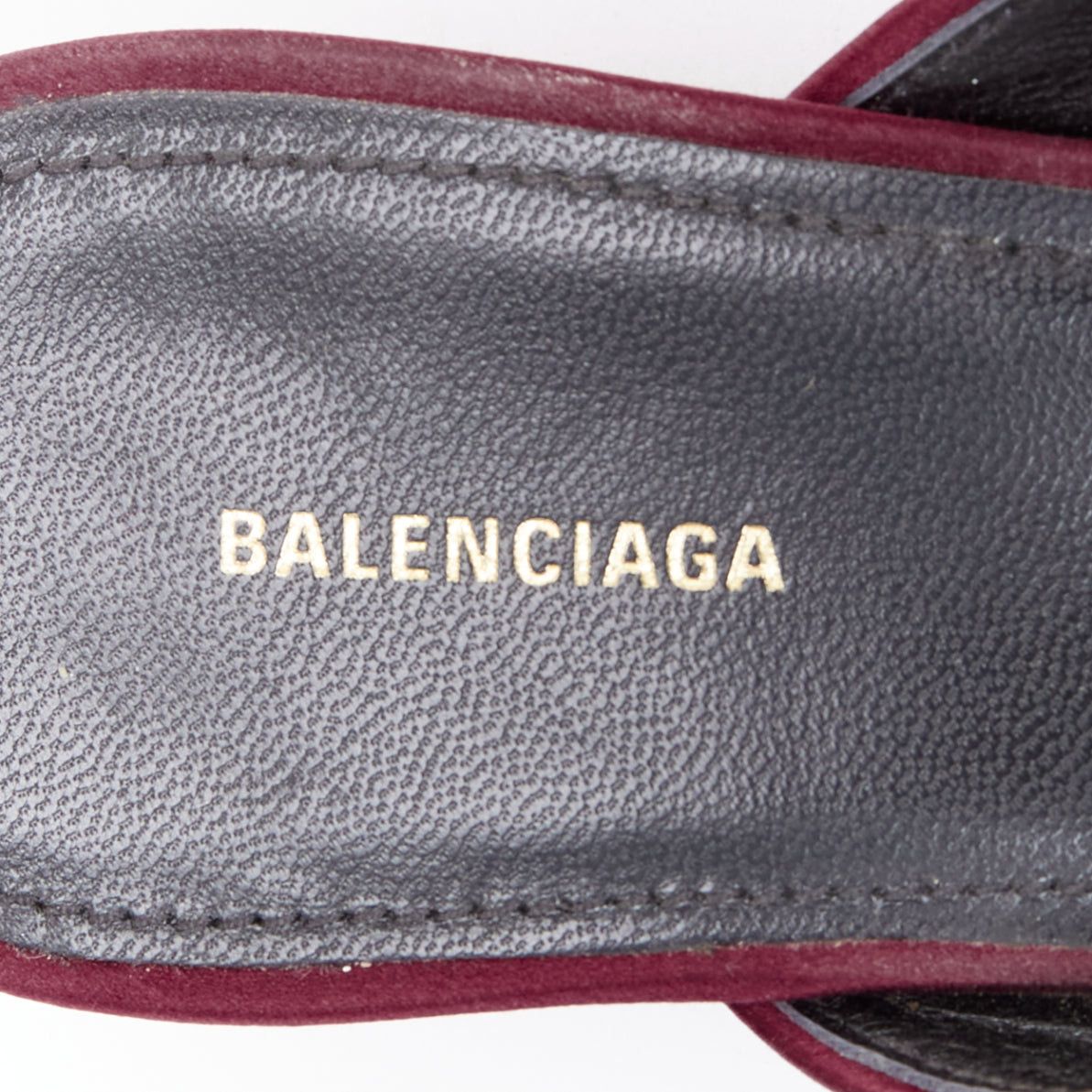 Balenciaga BALENCIAGA Demna Knife Mules burgundy satin bow pointy kitten heels EU38.5 Size US 8.5 / IT 38.5 - 9 Thumbnail