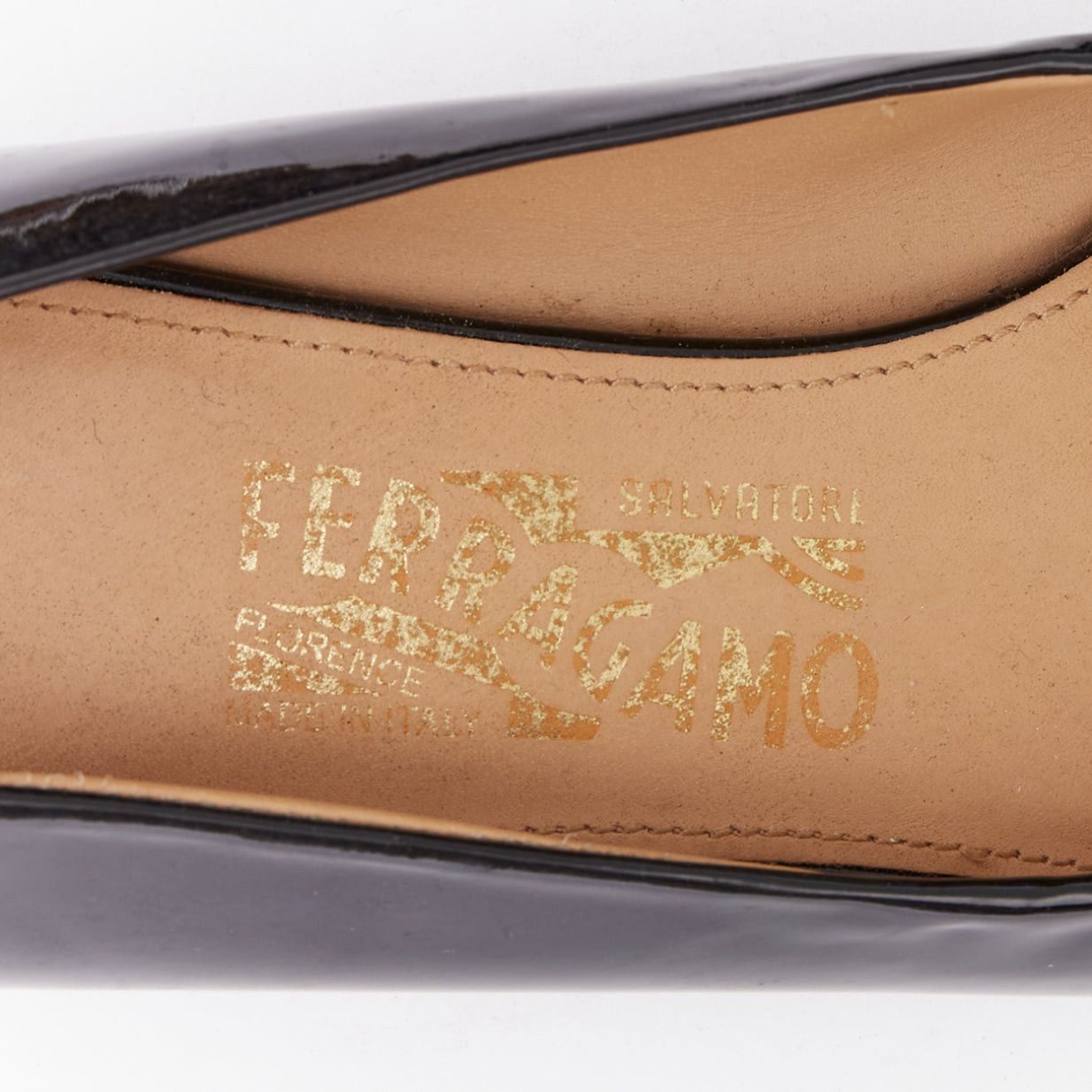 Salvatore Ferragamo SALVATORE FERRAGAMO gold big buckle black patent leather wedges 6.5 Size US 6.5 / IT 36.5 - 9 Thumbnail