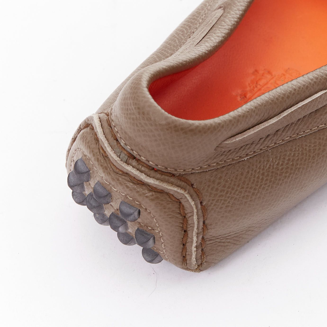 Hermes HERMES Irving stone taupe leather silver stud driving loafers EU35.5 Size US 5.5 / IT 35.5 - 7 Thumbnail