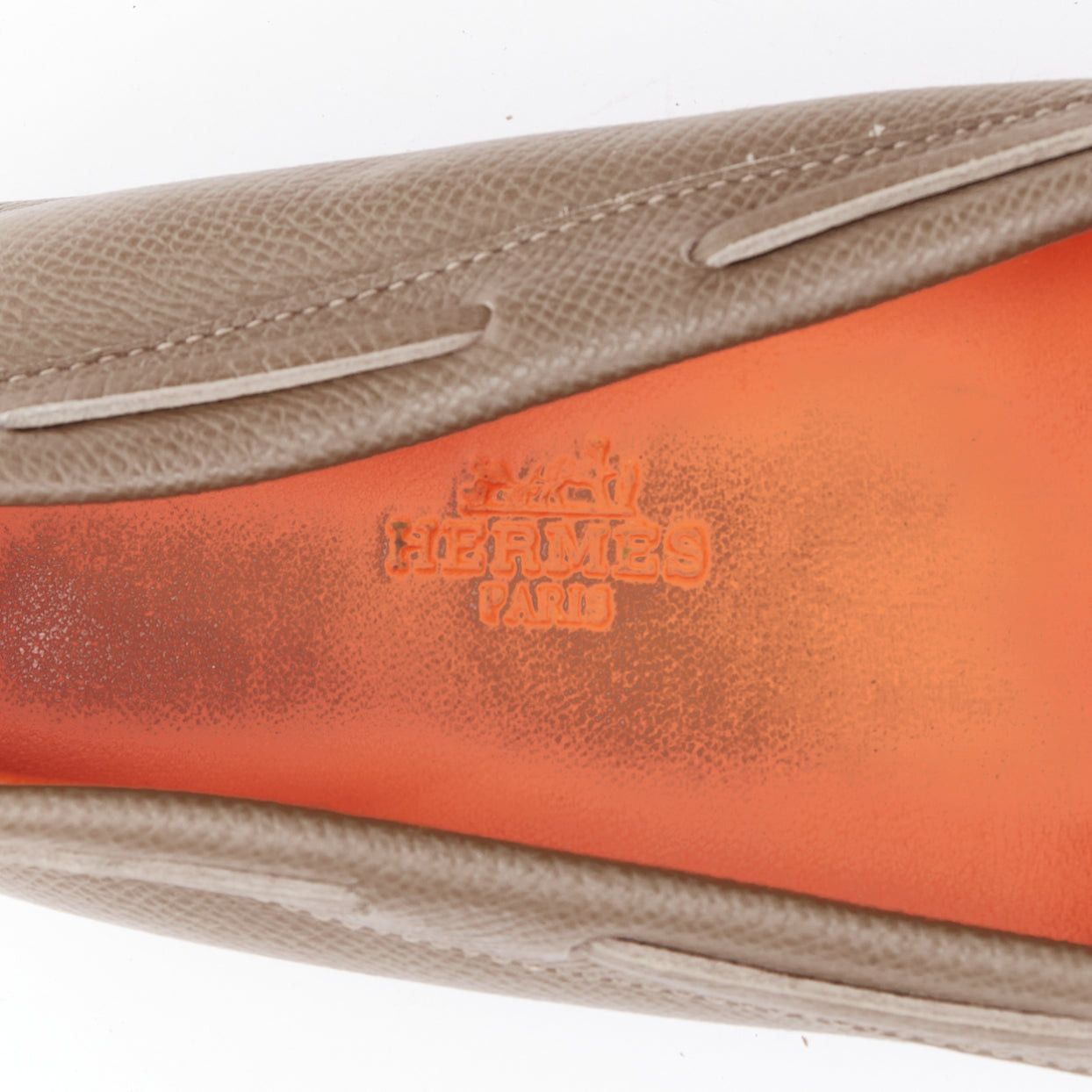 Hermes HERMES Irving stone taupe leather silver stud driving loafers EU35.5 Size US 5.5 / IT 35.5 - 9 Thumbnail