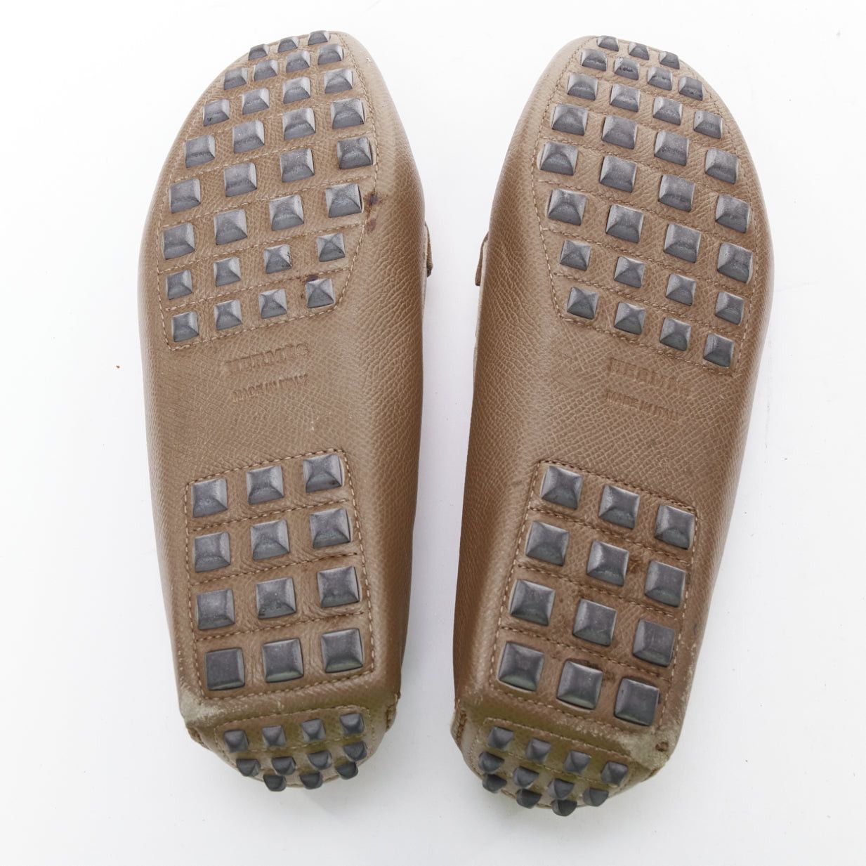 Hermes HERMES Irving stone taupe leather silver stud driving loafers EU35.5 Size US 5.5 / IT 35.5 - 11 Thumbnail