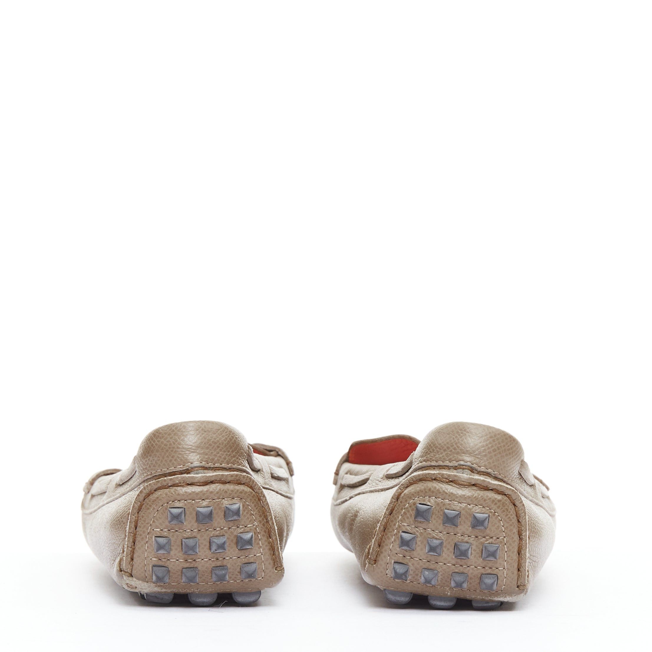 Hermes HERMES Irving stone taupe leather silver stud driving loafers EU35.5 Size US 5.5 / IT 35.5 - 5 Thumbnail