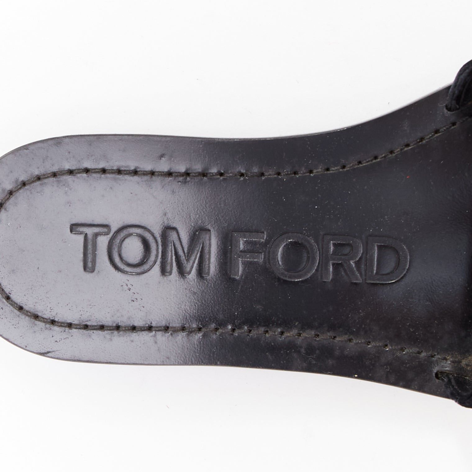 Tom Ford TOM FORD black velvet silver big crystal TF embellished flat sandals EU38 Size US 8 / IT 38 - 9 Thumbnail