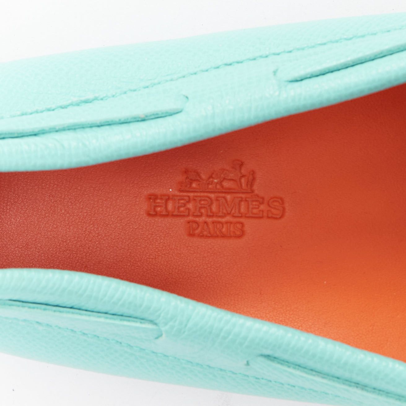 Hermes HERMES Irving cyan blue leather silver stud driving loafers EU35.5 Size US 5.5 / IT 35.5 - 9 Thumbnail