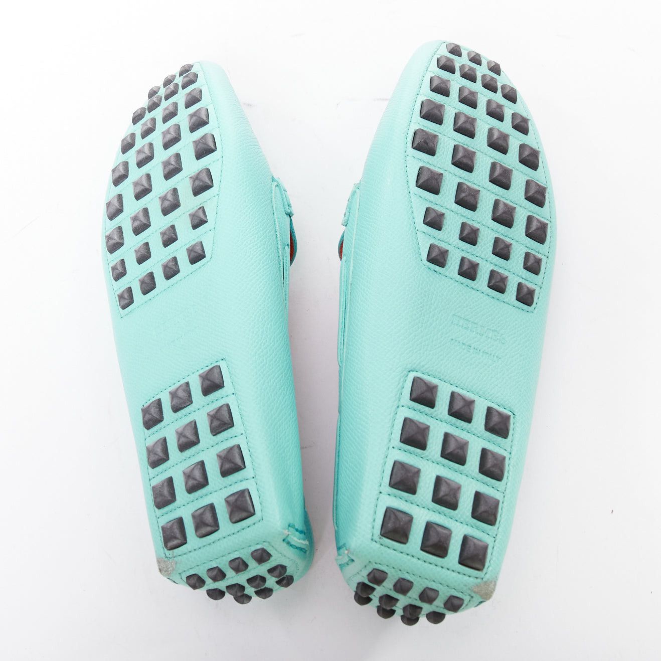 Hermes HERMES Irving cyan blue leather silver stud driving loafers EU35.5 Size US 5.5 / IT 35.5 - 11 Thumbnail