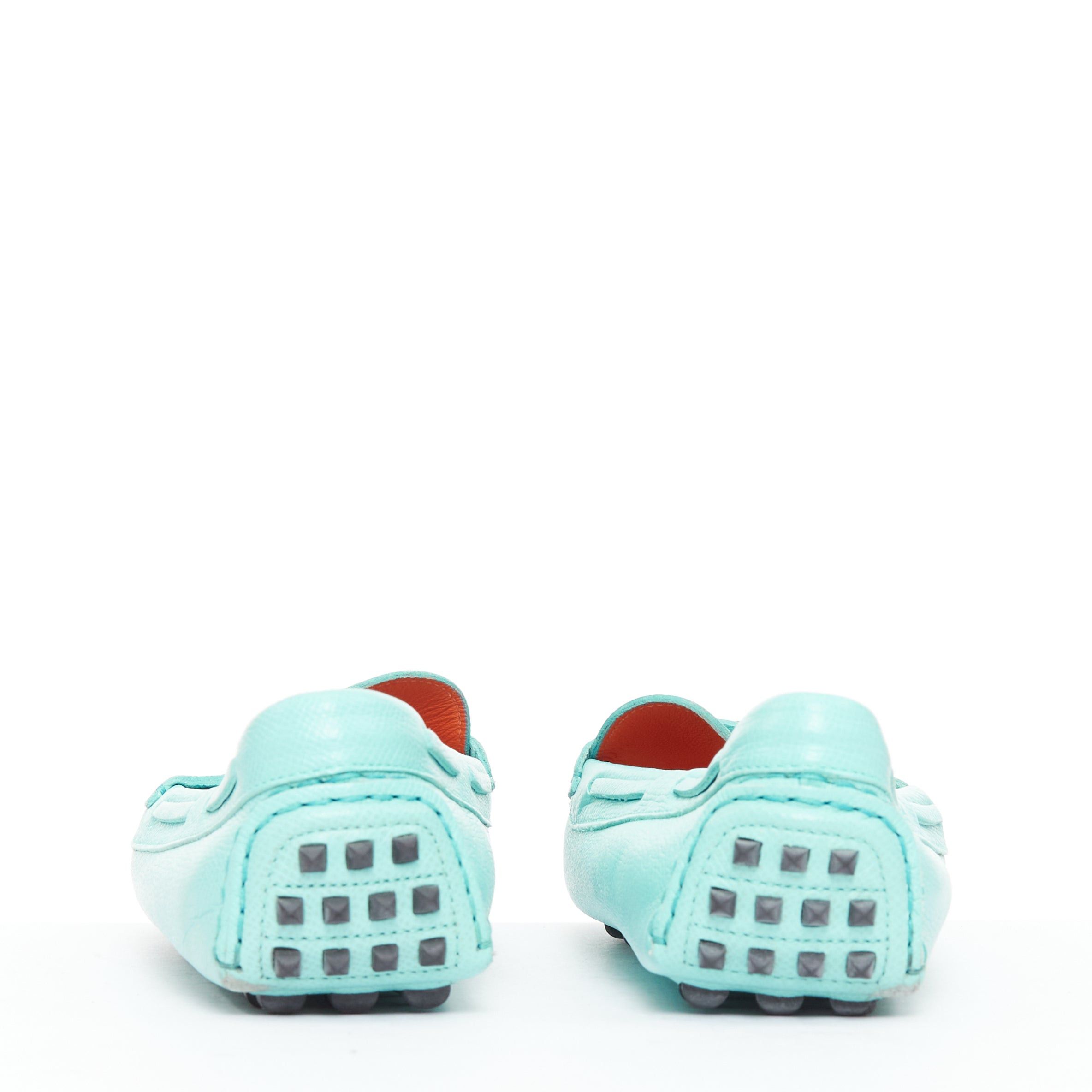 Hermes HERMES Irving cyan blue leather silver stud driving loafers EU35.5 Size US 5.5 / IT 35.5 - 5 Thumbnail