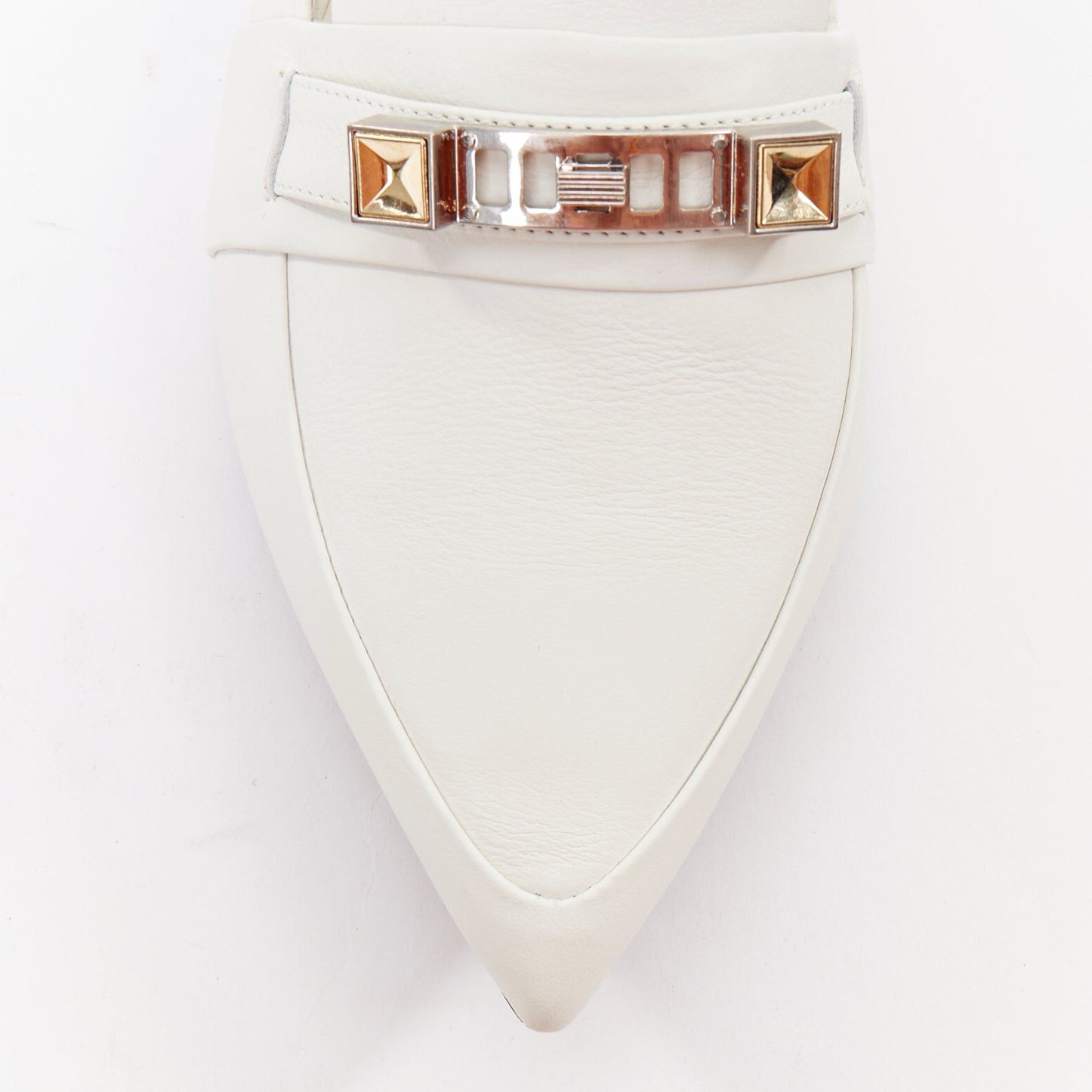 Proenza Schouler PROENZA SCHOULER white smooth leather signature silver embellishment flats EU39 Size US 9 / IT 39 - 6 Thumbnail