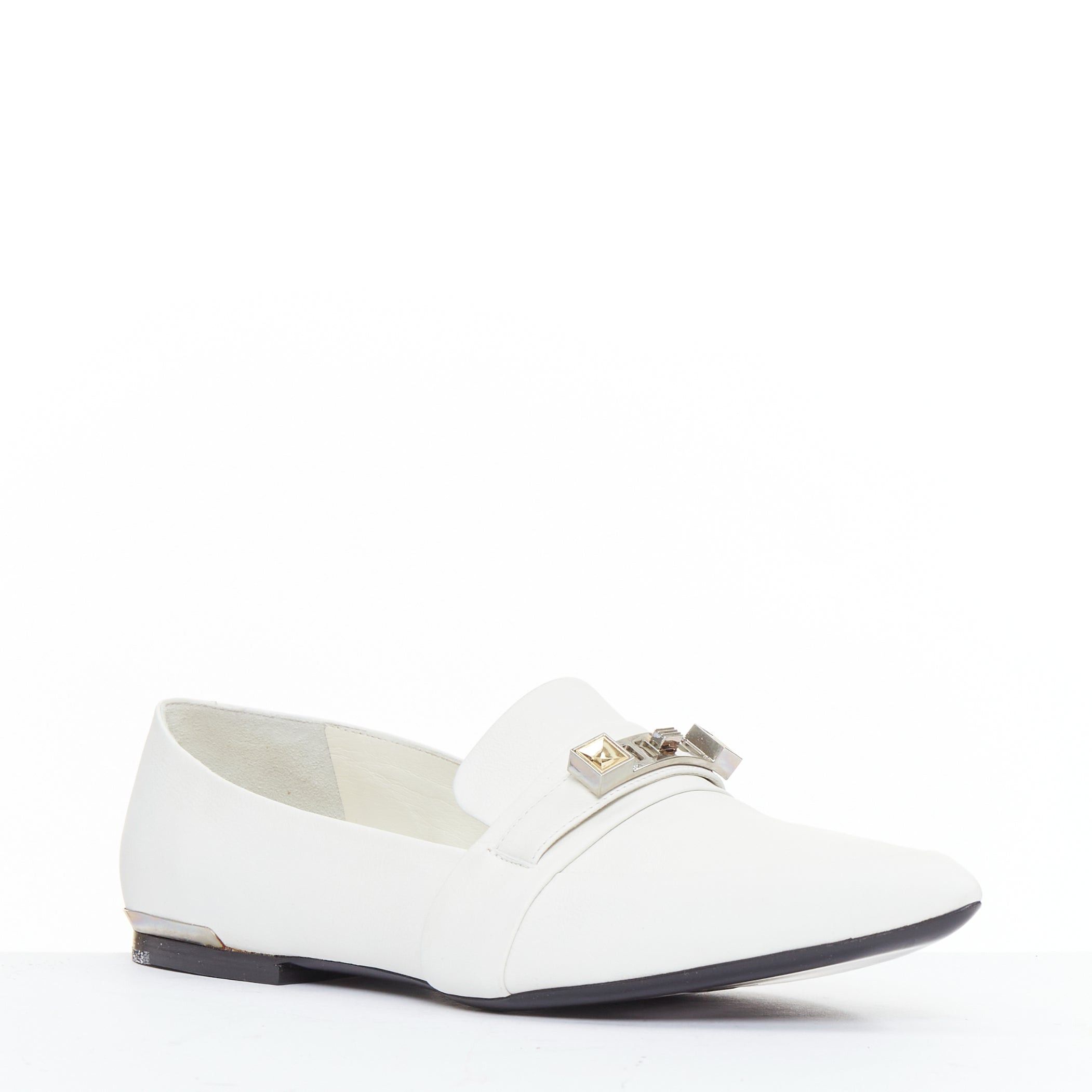 Proenza Schouler PROENZA SCHOULER white smooth leather signature silver embellishment flats EU39 Size US 9 / IT 39 - 3 Thumbnail