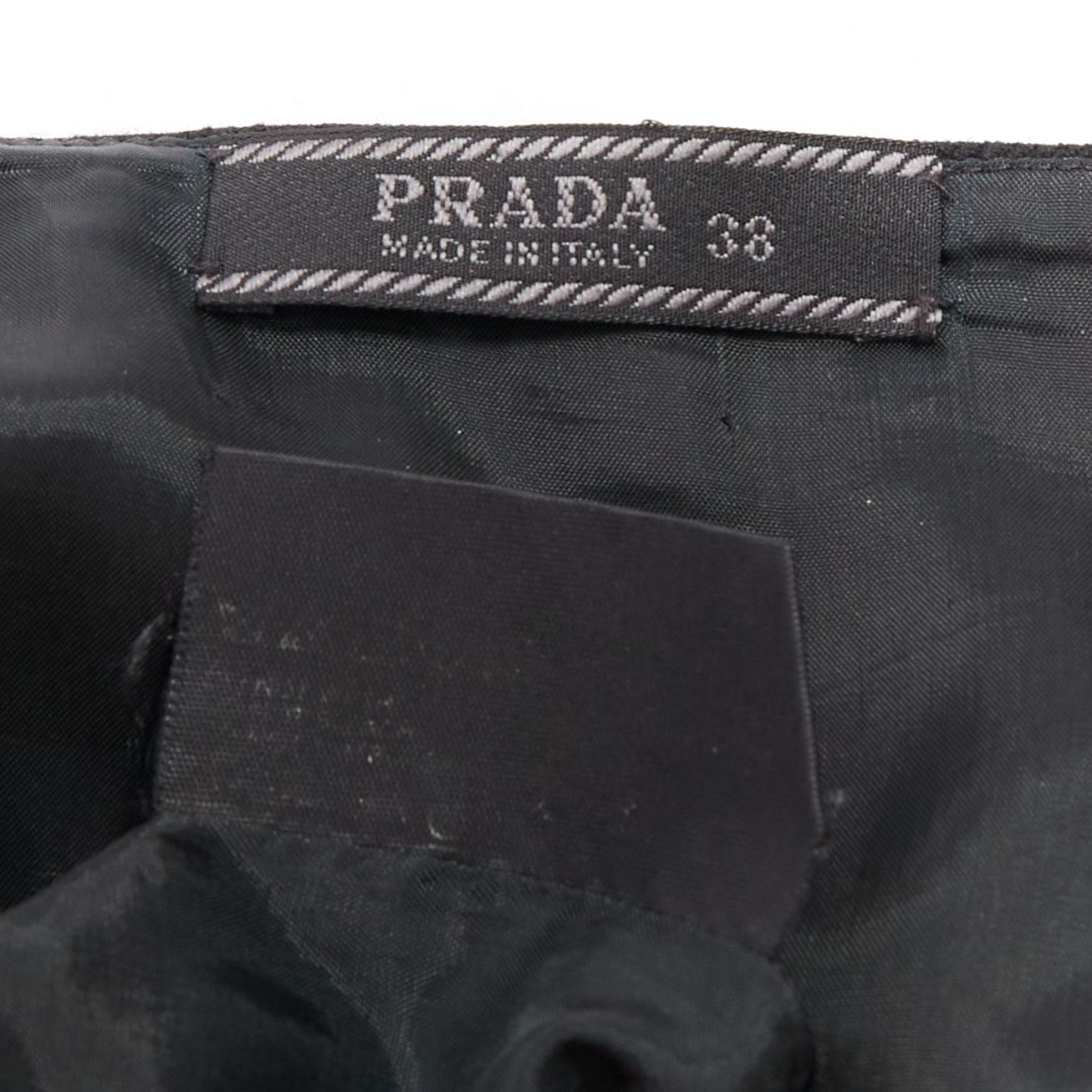 Prada PRADA Vintage black wool minimal linear leather trim zip pocket pencil skirt IT38 XS Size 26" / US 2 / IT 38 - 8 Thumbnail