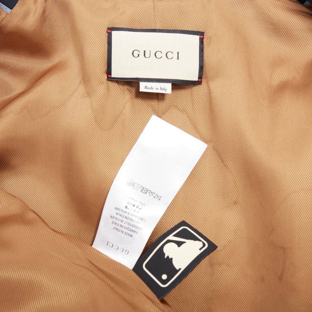 Gucci GUCCI NY Yankees 2018 Alessandro Michele navy wool silk blazer jacket IT42 M Size M / US 6-8 / IT 42-44 - 9 Thumbnail